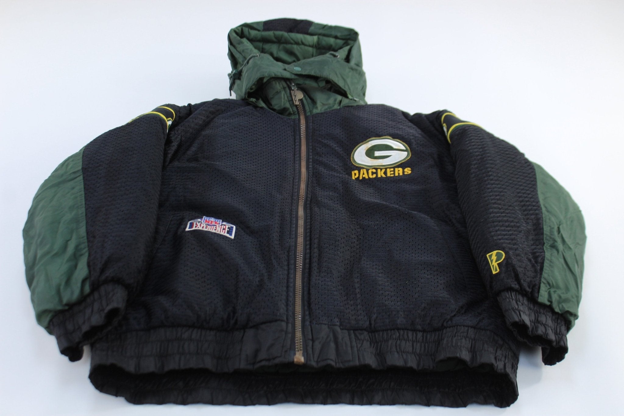 90's Green Bay Packers Embroidered Reversible Pro Player Jacket - ThriftedThreads.com