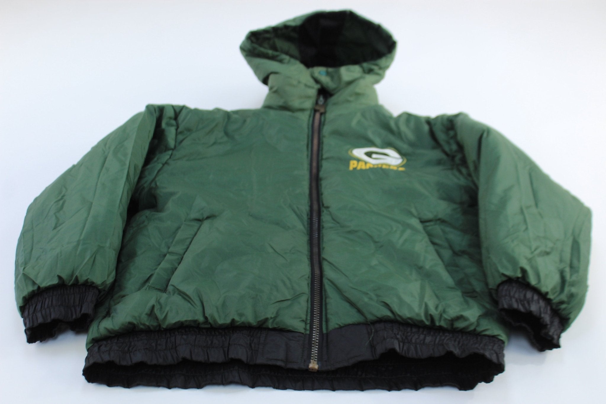 90's Green Bay Packers Embroidered Reversible Pro Player Jacket - ThriftedThreads.com