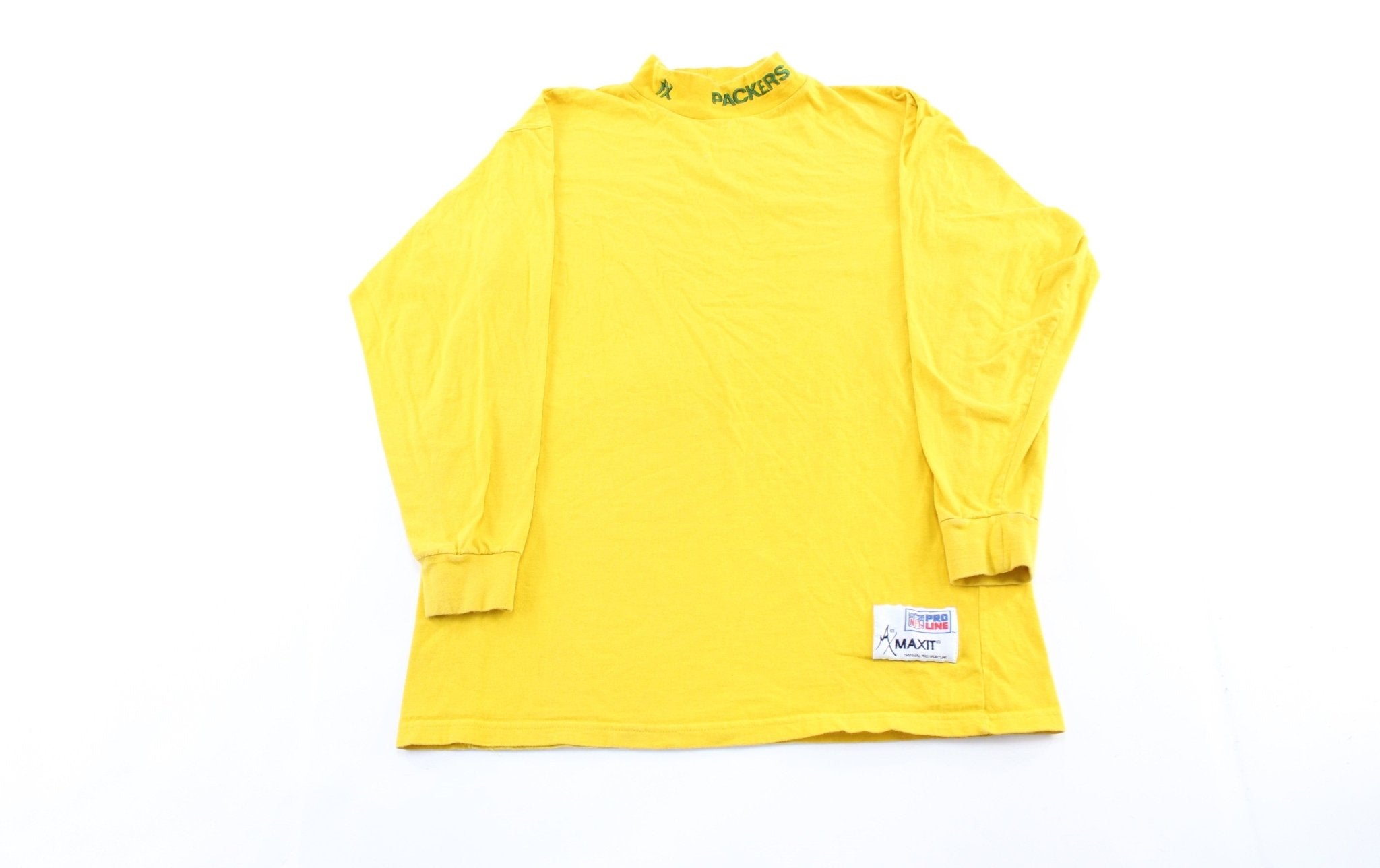 90's Green Bay Packers Embroidered Yellow LS T-Shirt - ThriftedThreads.com