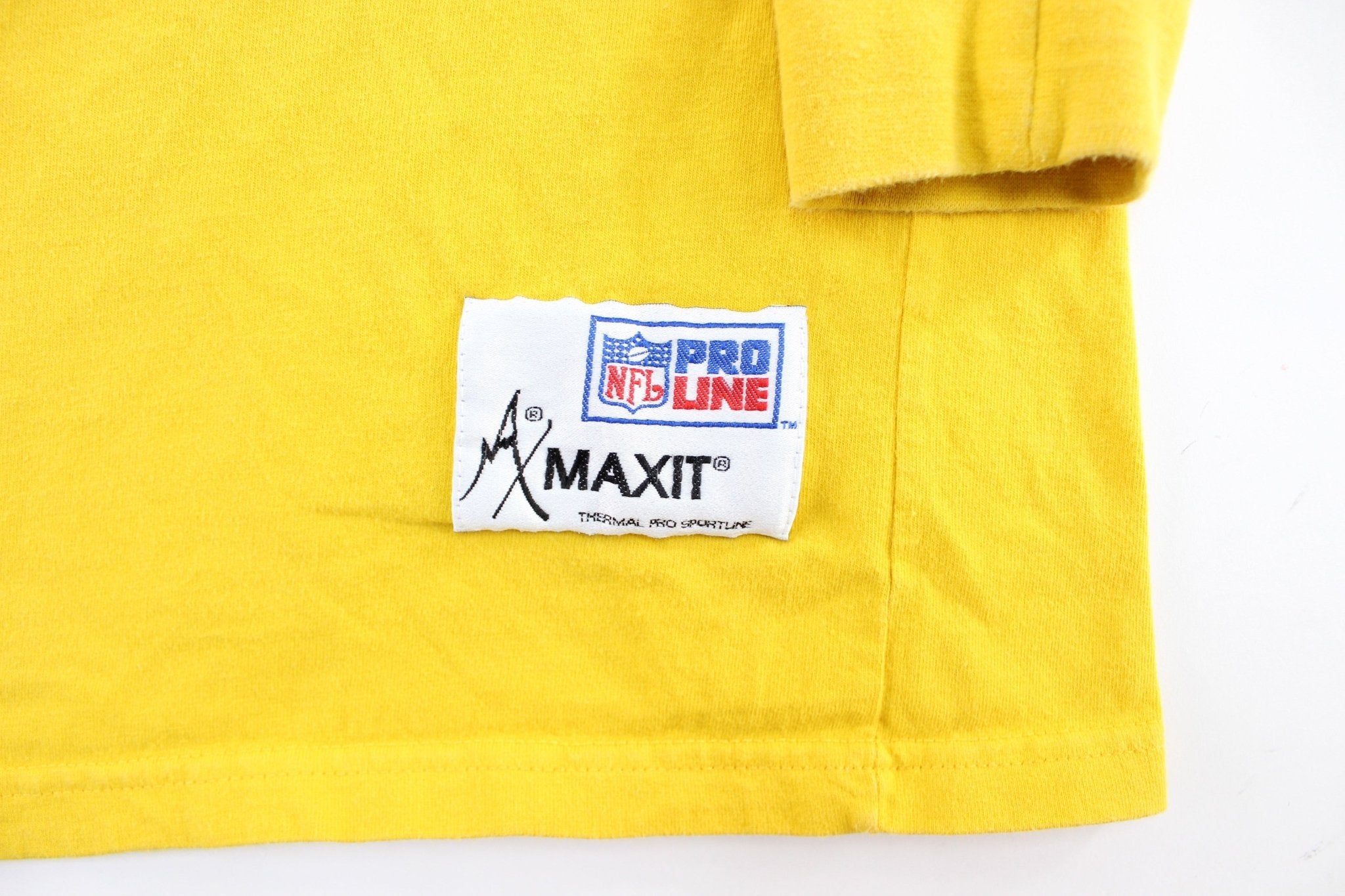 90's Green Bay Packers Embroidered Yellow LS T-Shirt - ThriftedThreads.com