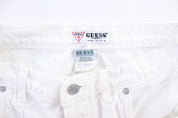 90's Guess Embroidered Logo White Denim Shorts - Pants/Shorts - Thrifted Threads