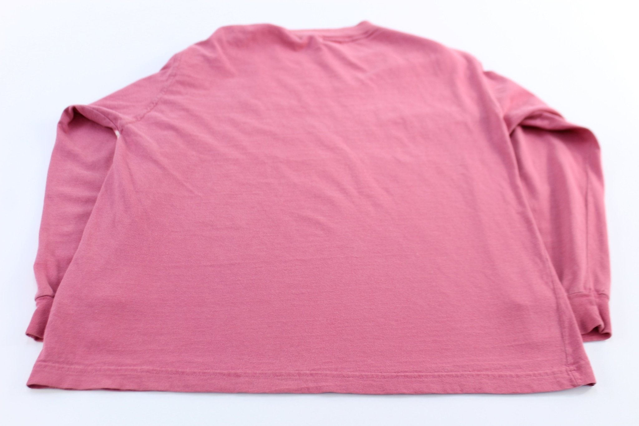 90's Guess Jeans USA Embroidered Pink & White LS T-Shirt - ThriftedThreads.com