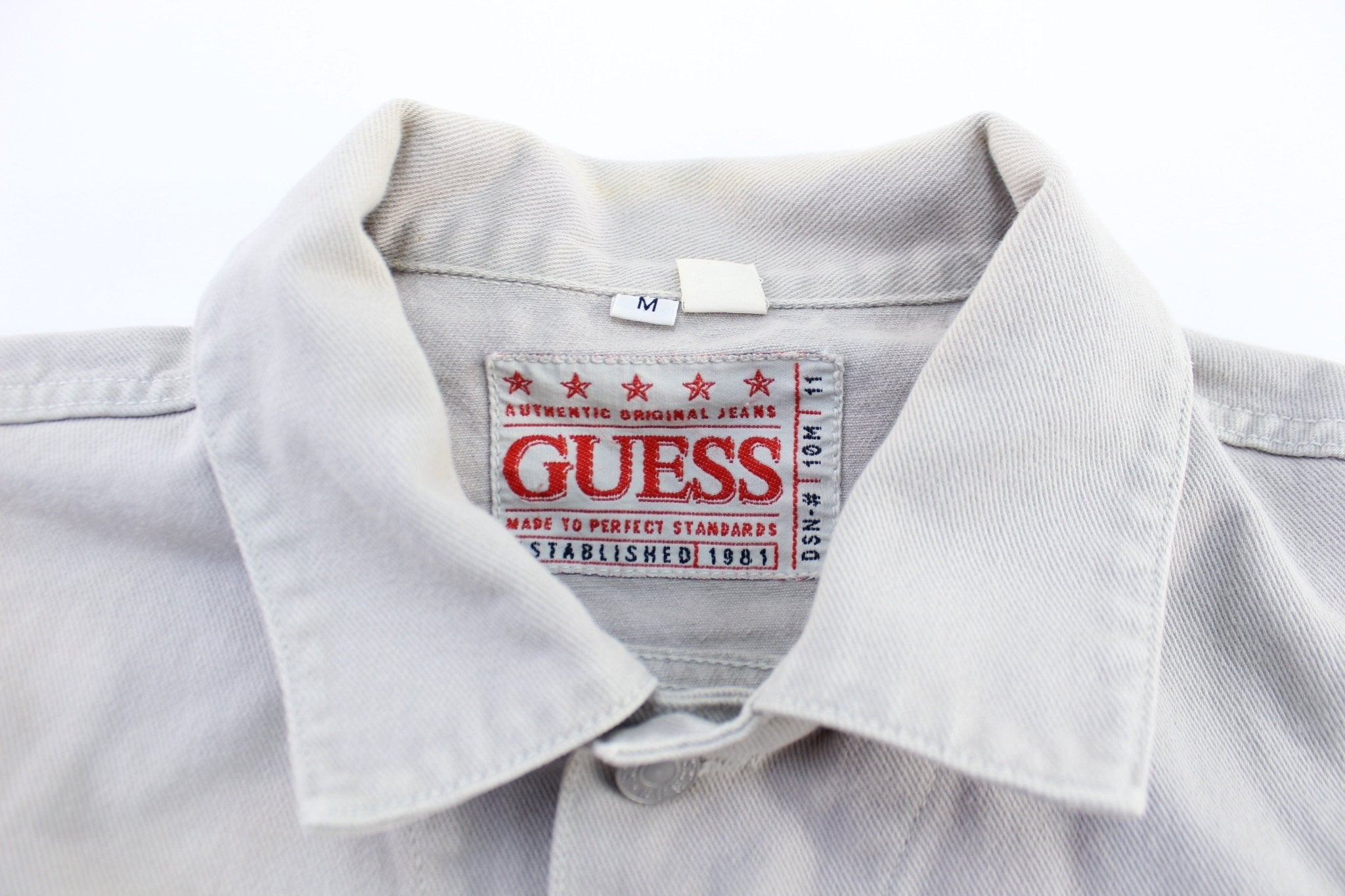 90's Guess Light Grey Denim Jacket - Jacket - Thrifted Threads