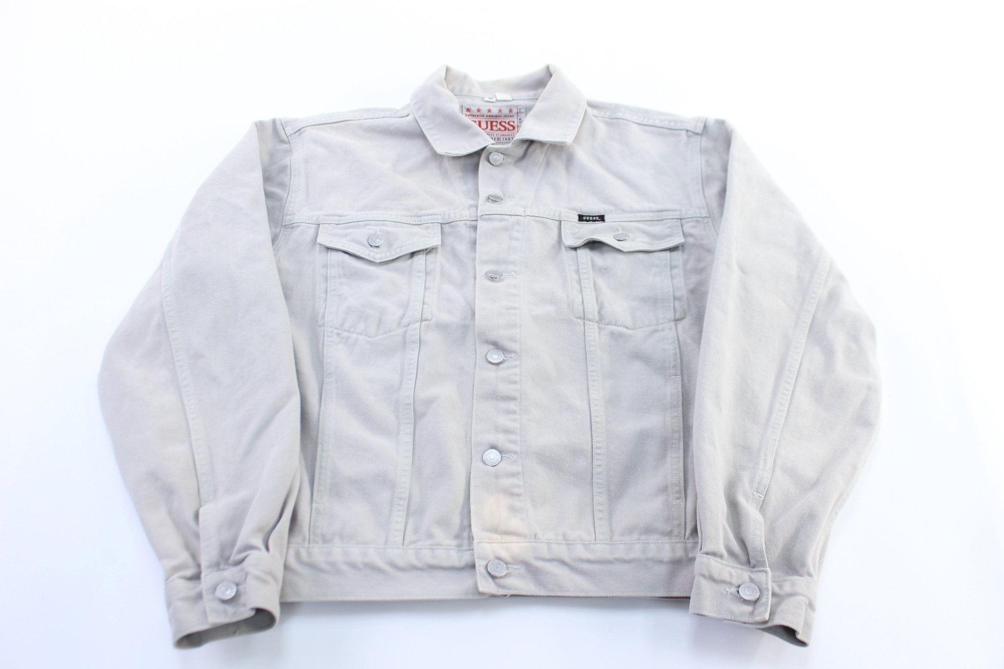 90's Guess Light Grey Denim Jacket - Jacket - Thrifted Threads