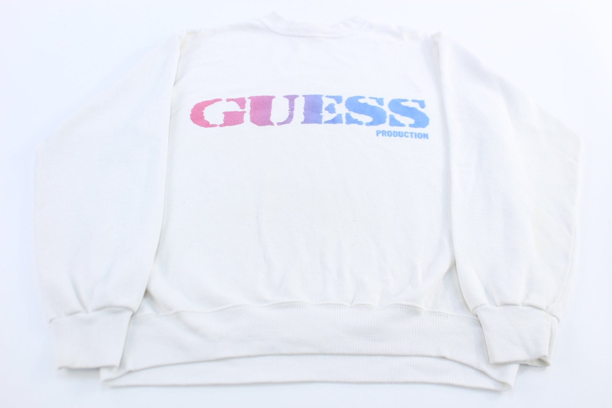 90's Guess Production White Sweatshirt - Sweatshirts - Thrifted Threads