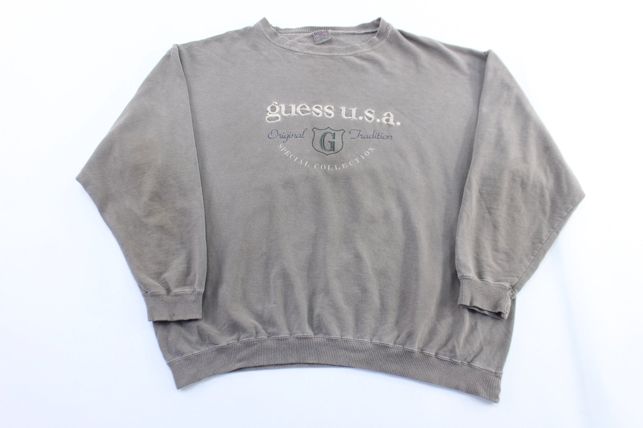 90's Guess U.S.A. Embroidered Grey Sweatshirt - Sweatshirt - Thrifted Threads