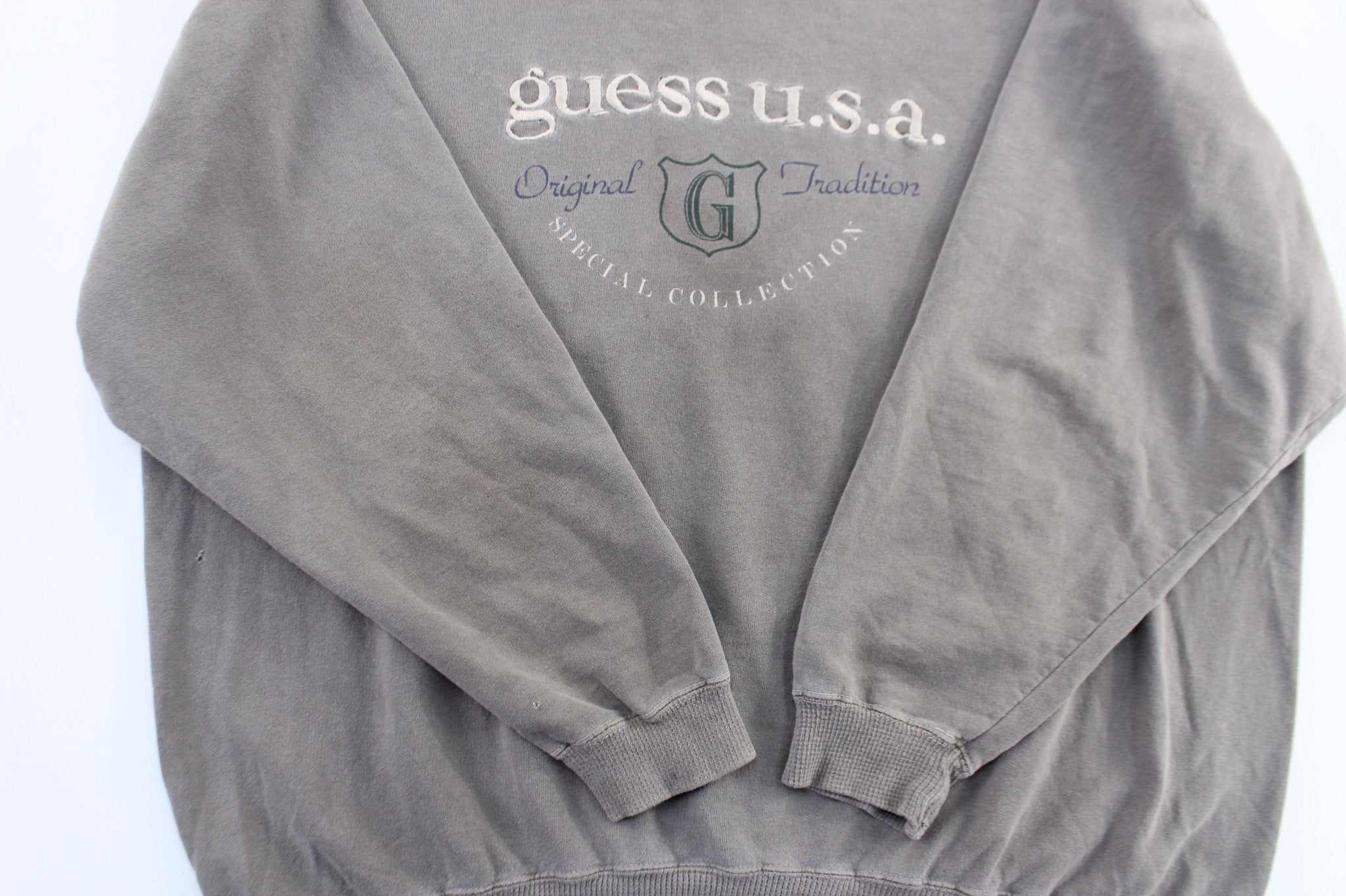 90's Guess U.S.A. Embroidered Grey Sweatshirt - Sweatshirt - Thrifted Threads