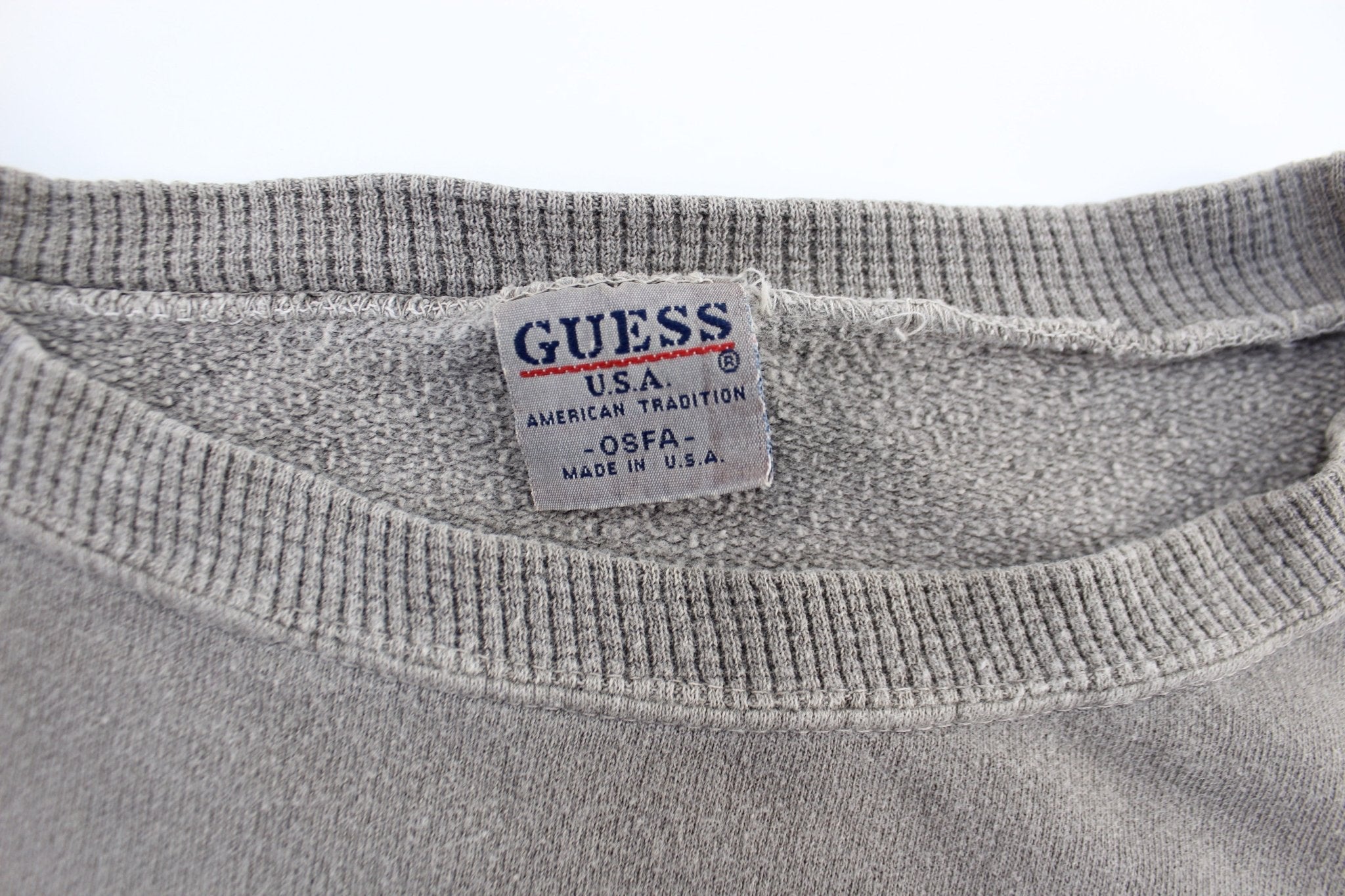90's Guess U.S.A. Embroidered Grey Sweatshirt - Sweatshirt - Thrifted Threads
