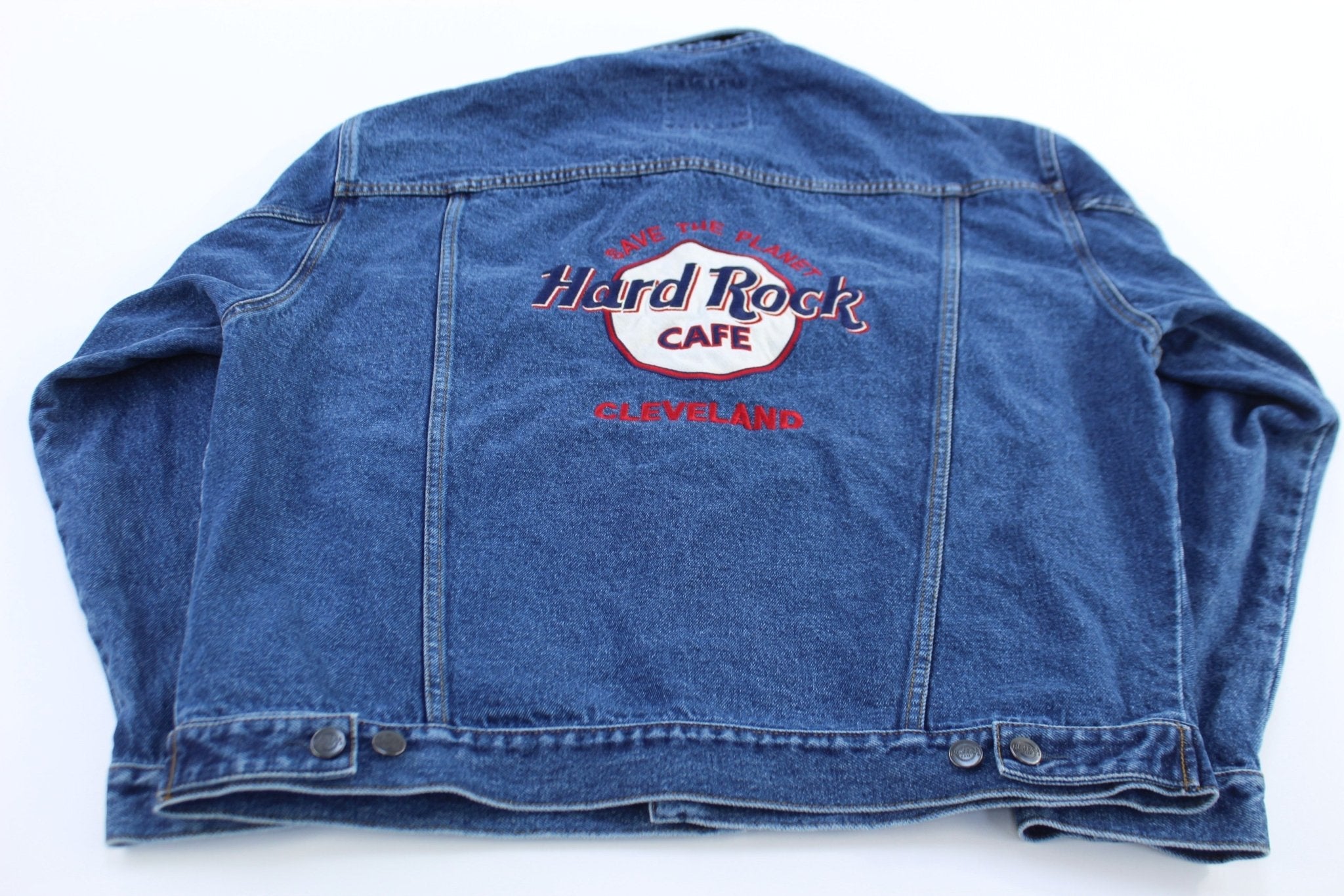 90's Hard Rock Cafe Embroidered Cleveland, Ohio Denim Jacket - Jackets - Thrifted Threads