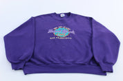 90's Hard Rock Cafe Embroidered Purple San Francisco Sweatshirt - ThriftedThreads.com