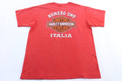 90's Harley Davidson Motorcycles Red Italia T-Shirt - ThriftedThreads.com