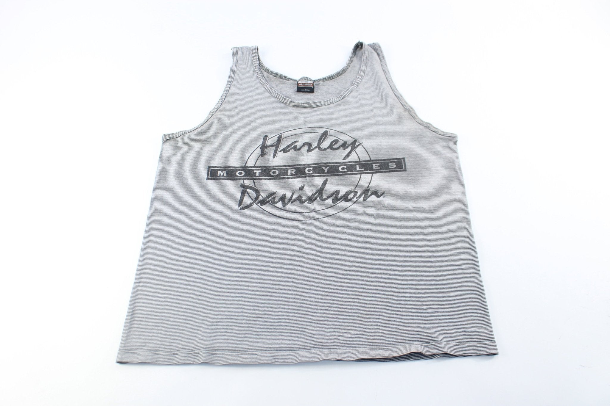 90's Harley Davidson Motorcycles Striped Tank Top - ThriftedThreads.com