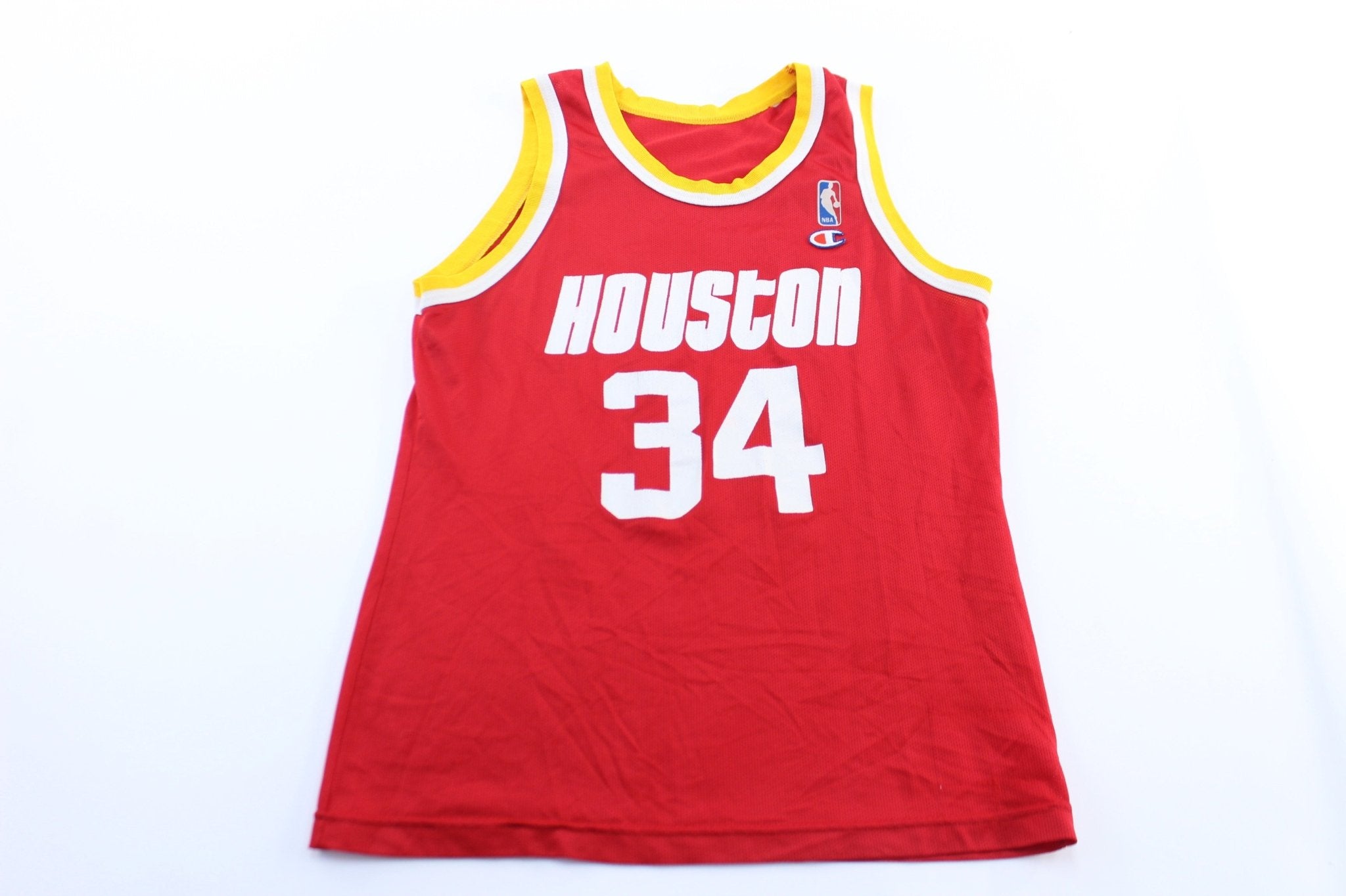 90's Houston Rockets Hakeem Olajuwon Champion Basketball Jersey - ThriftedThreads.com