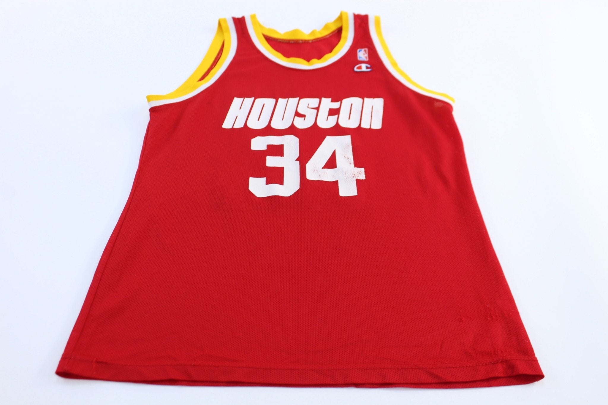 90's Houston Rockets Hakeem Olajuwon Champion Basketball Jersey - ThriftedThreads.com
