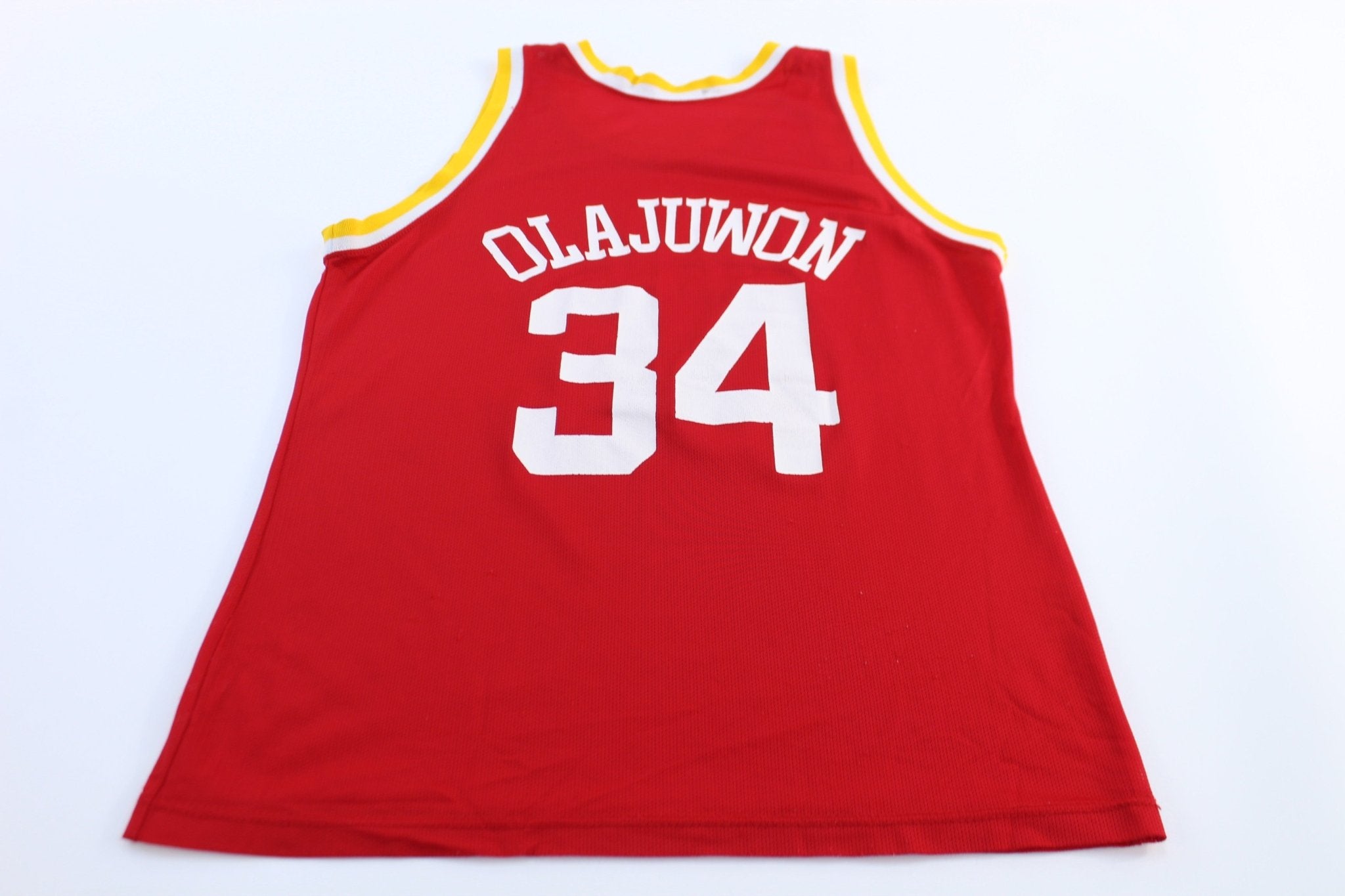 90's Houston Rockets Hakeem Olajuwon Champion Basketball Jersey - ThriftedThreads.com