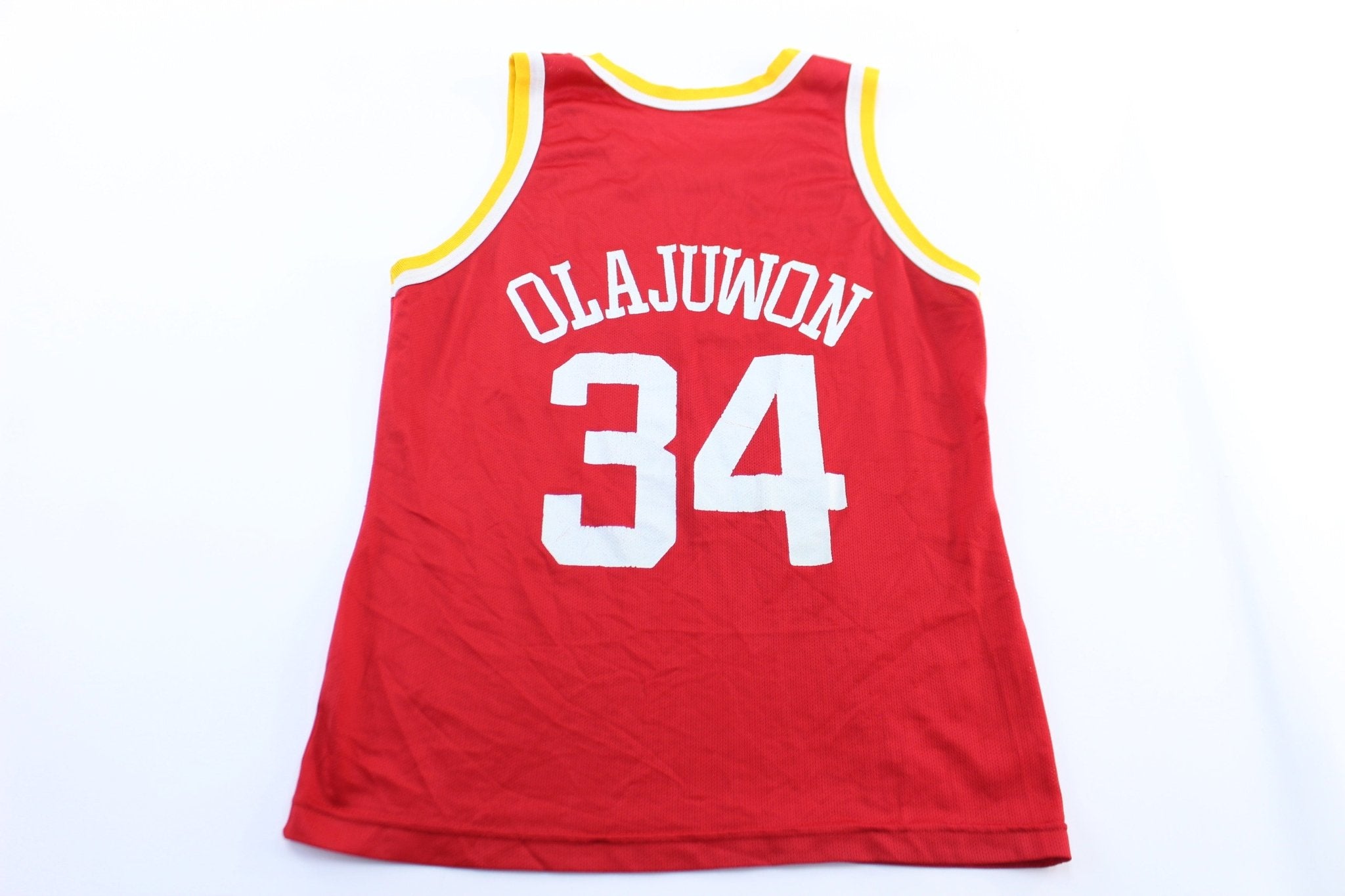 90's Houston Rockets Hakeem Olajuwon Champion Basketball Jersey - ThriftedThreads.com