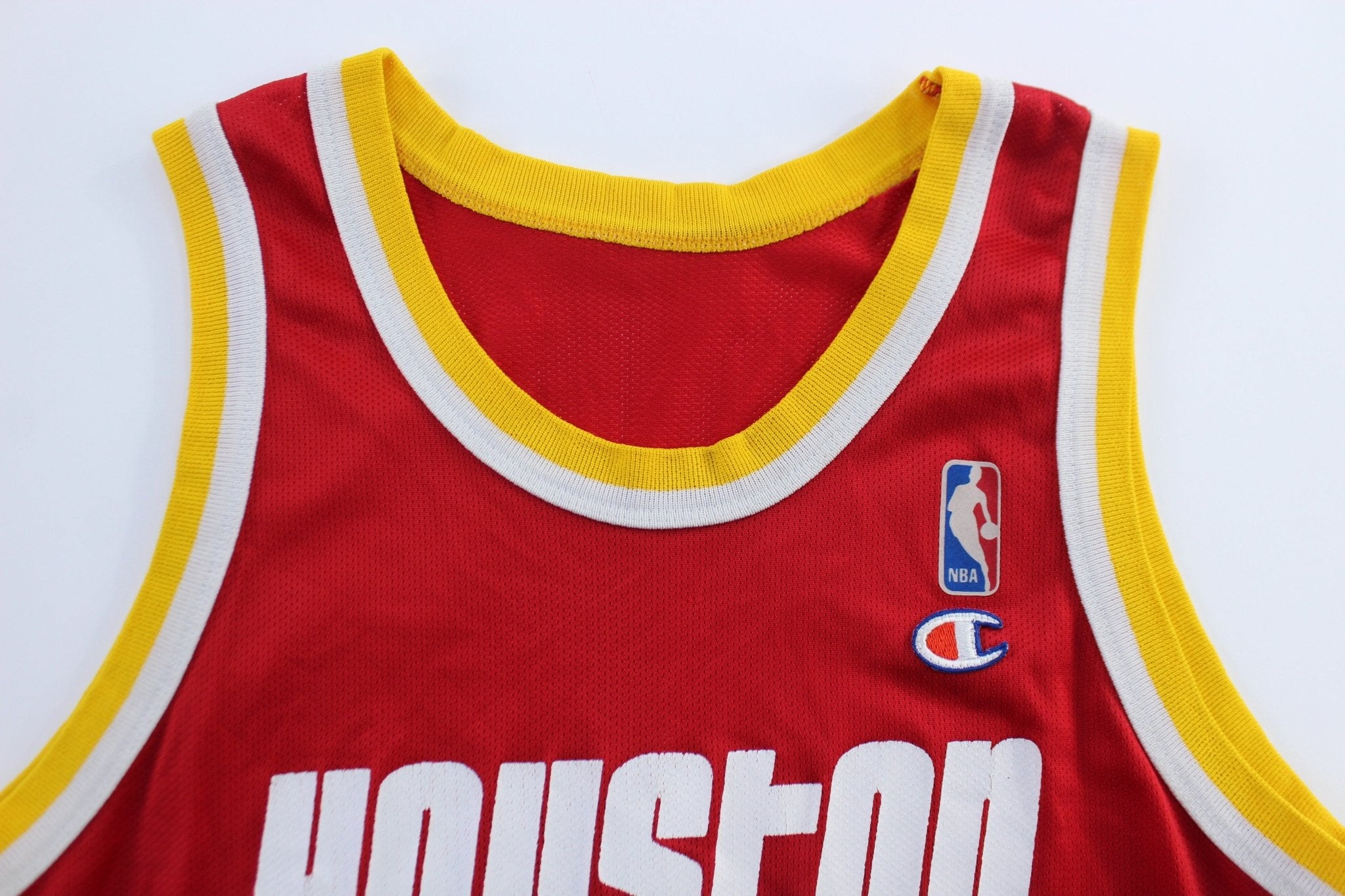 90's Houston Rockets Hakeem Olajuwon Champion Basketball Jersey - ThriftedThreads.com