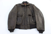 90's Jacket Type GWI Brown Leather Jacket - Jacket - Thrifted Threads