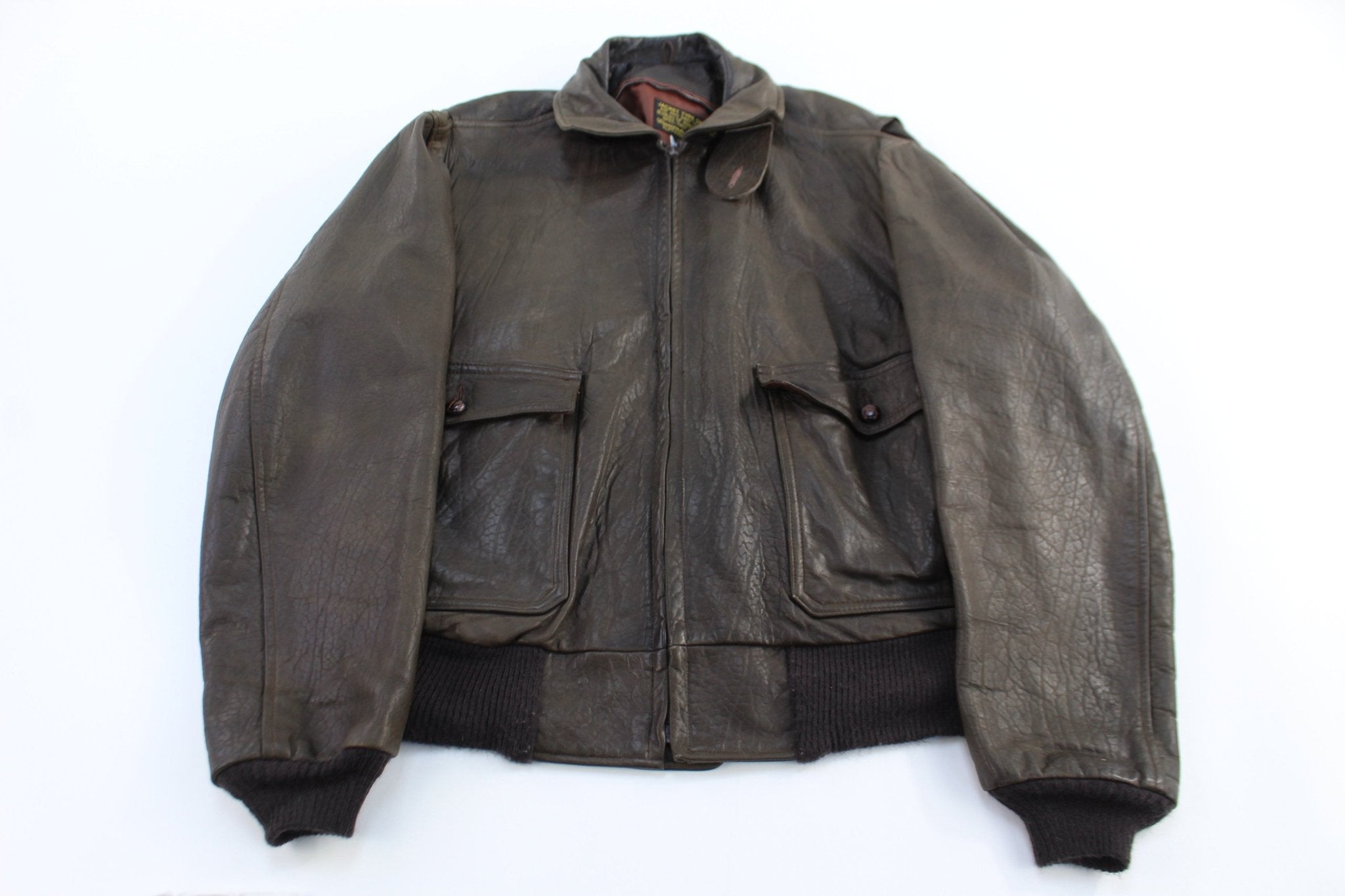 90's Jacket Type GWI Brown Leather Jacket - Jacket - Thrifted Threads