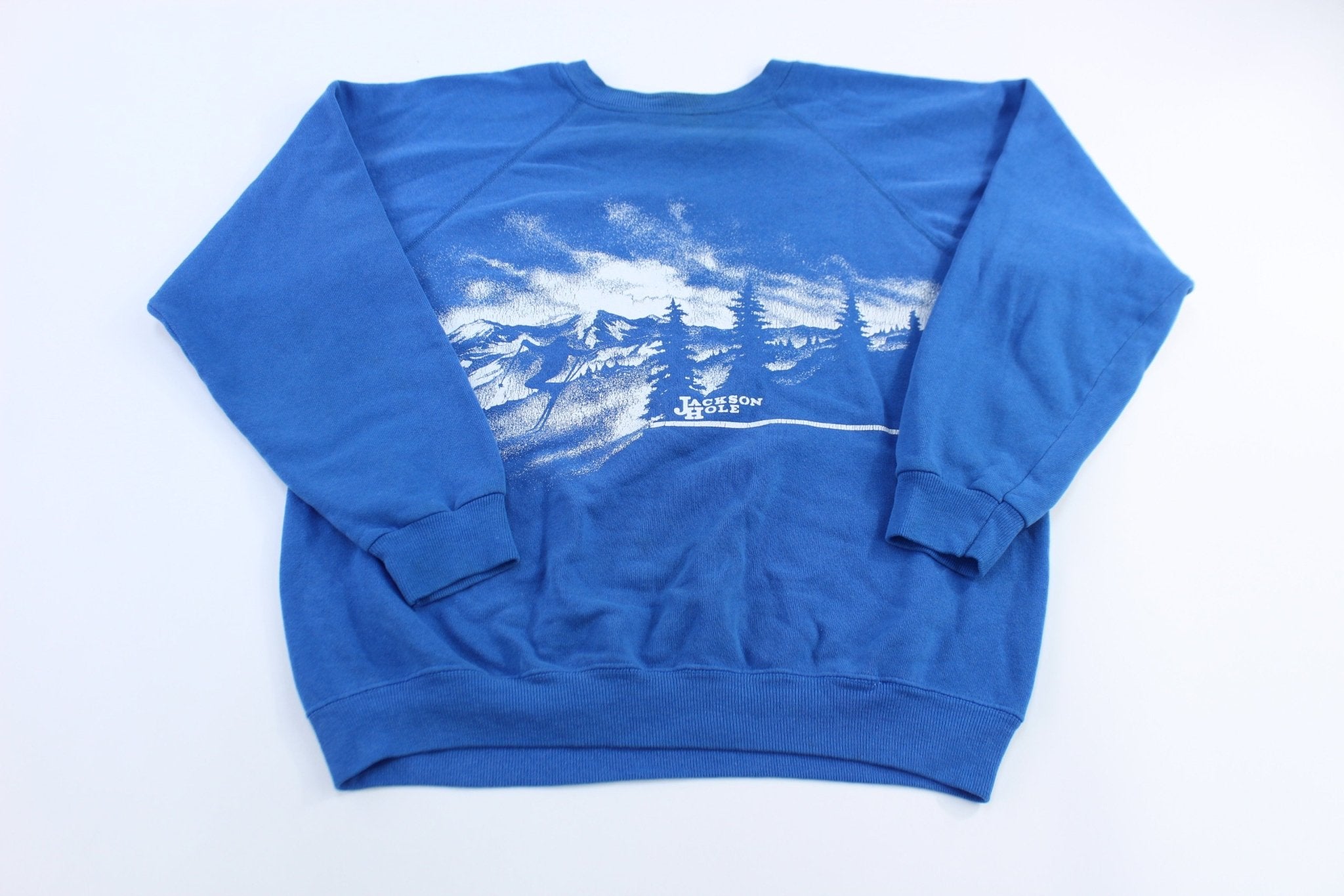 90's Jackson Hole Wyoming All Over Graphic Sweatshirt - ThriftedThreads.com