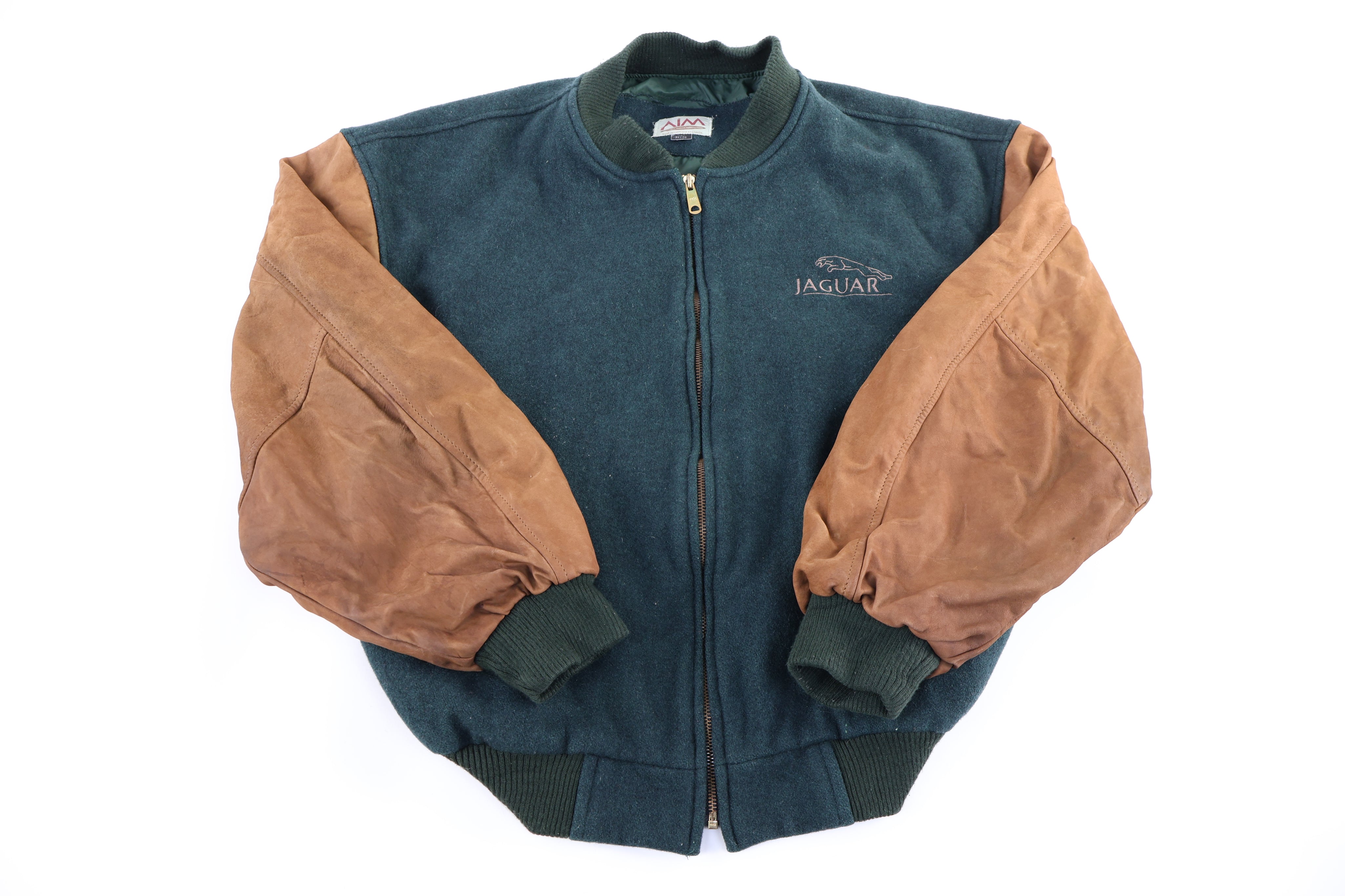 90's Jaguar Green & Brown Full Zip Jacket - Jacket - Thrifted Threads