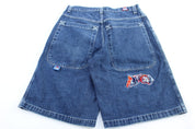 90's JNCO Embroidered Gas Mask Denim Baggy Shorts - Pants/Shorts - Thrifted Threads