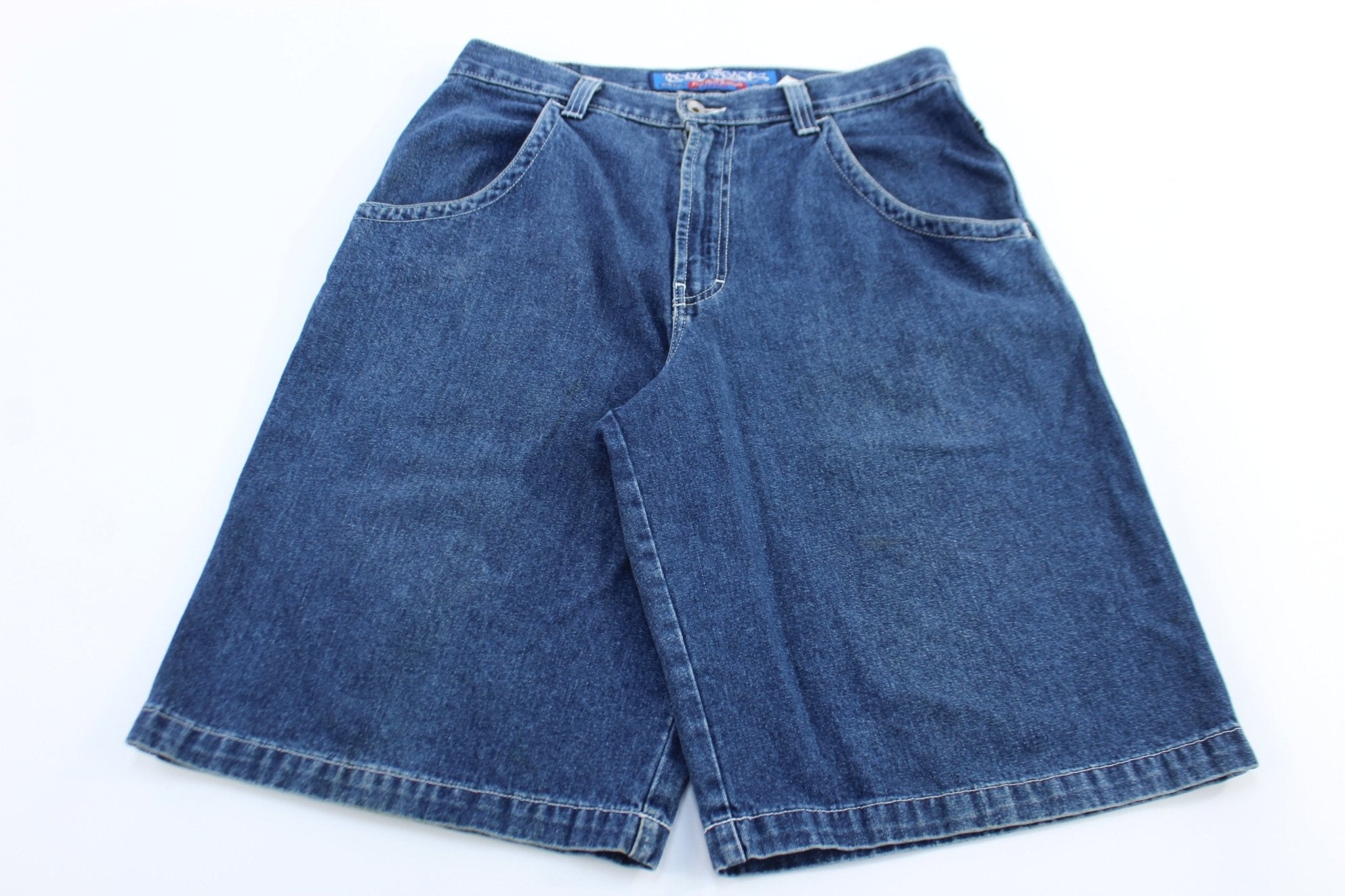 90's JNCO Embroidered Gas Mask Denim Baggy Shorts - Pants/Shorts - Thrifted Threads