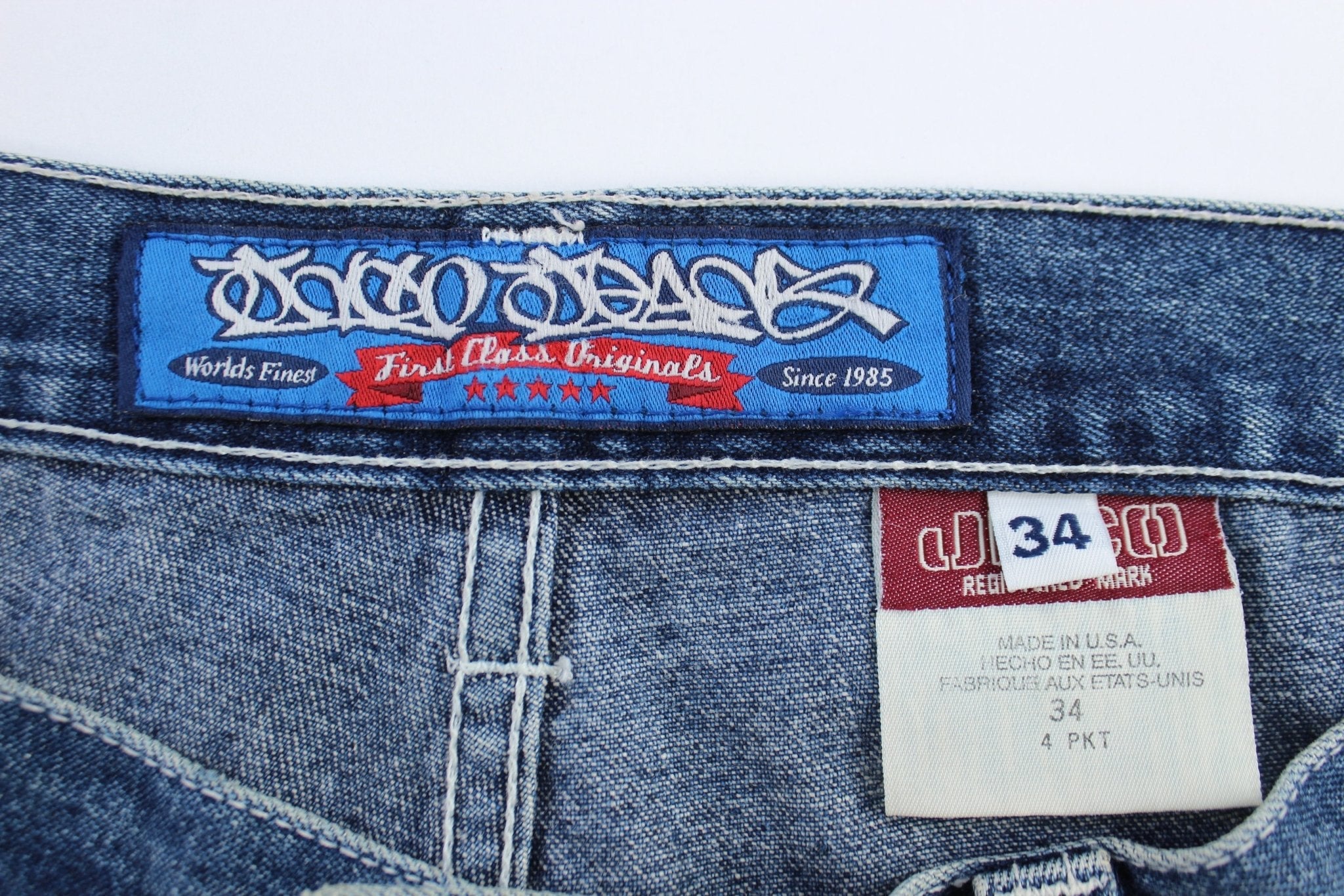 90's JNCO Embroidered Gas Mask Denim Baggy Shorts - Pants/Shorts - Thrifted Threads