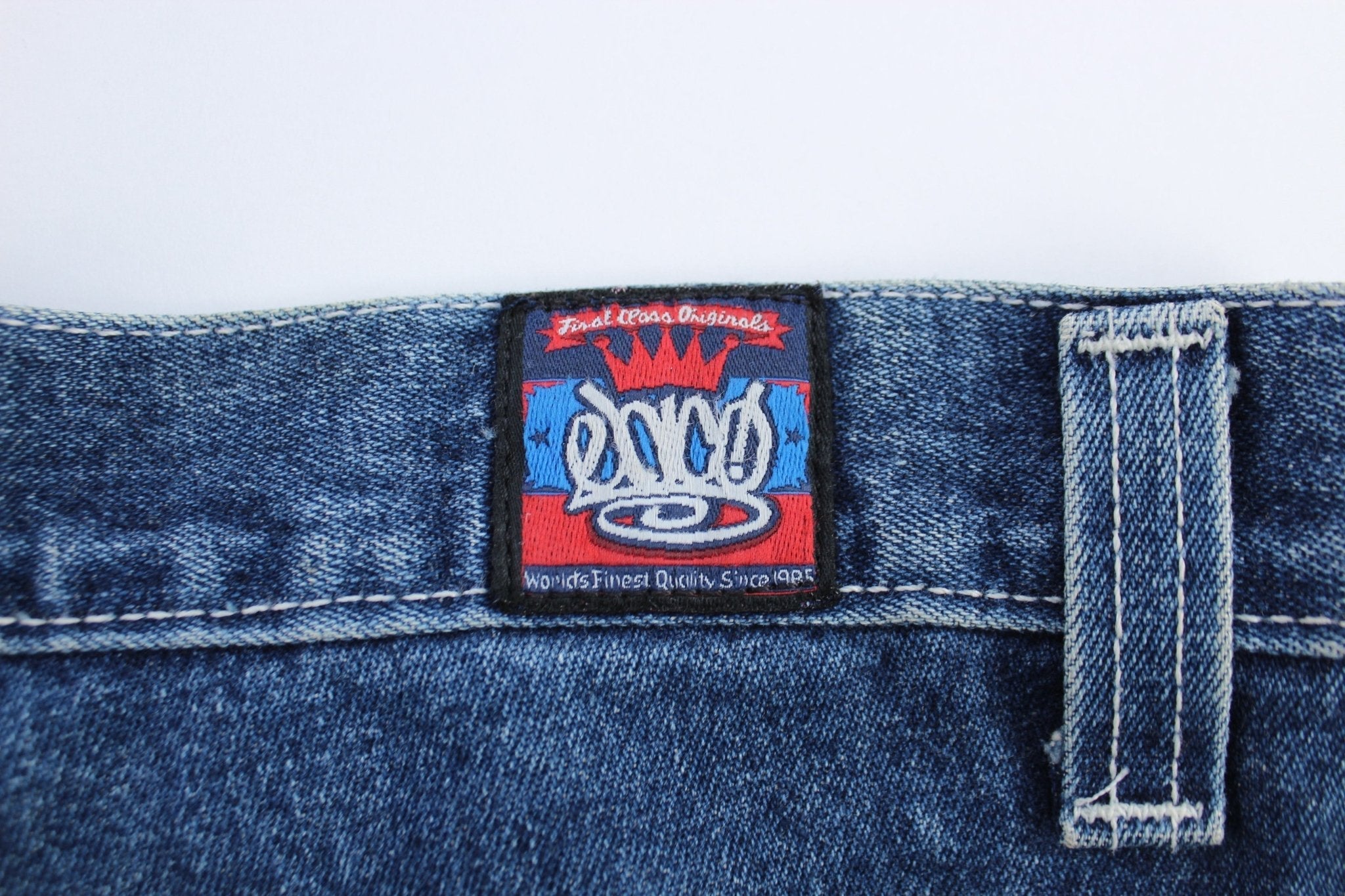 90's JNCO Embroidered Gas Mask Denim Baggy Shorts - Pants/Shorts - Thrifted Threads