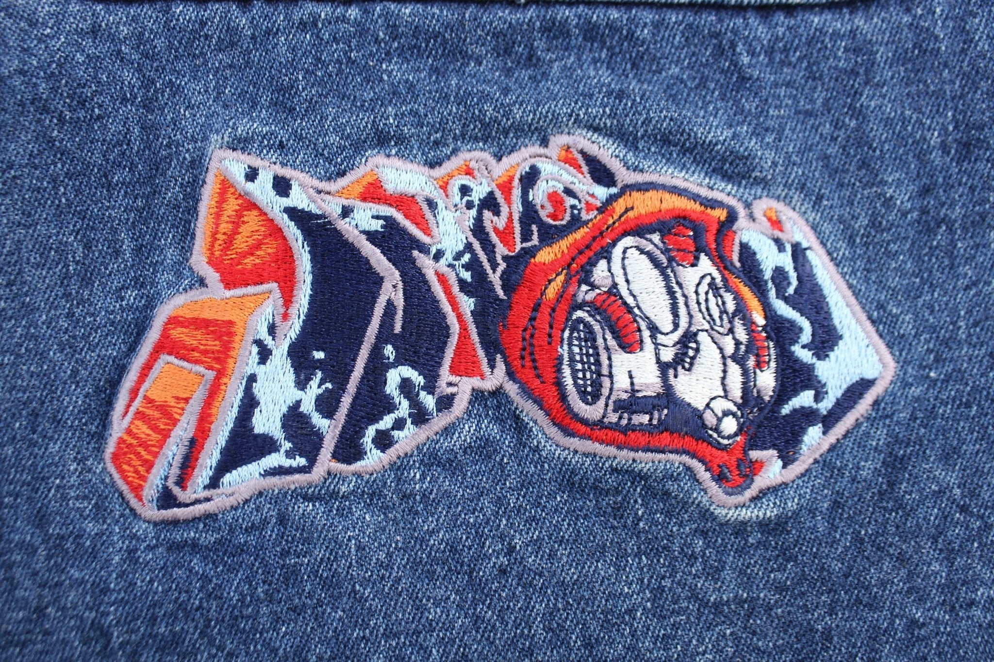 90's JNCO Embroidered Gas Mask Denim Baggy Shorts - Pants/Shorts - Thrifted Threads