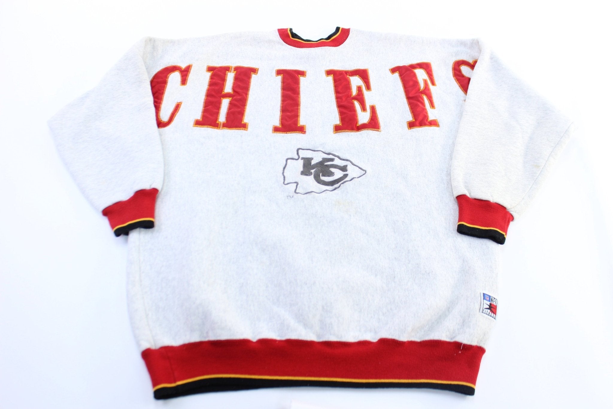 90's Kansas City Chiefs Embroidered Football Sweatshirt - ThriftedThreads.com