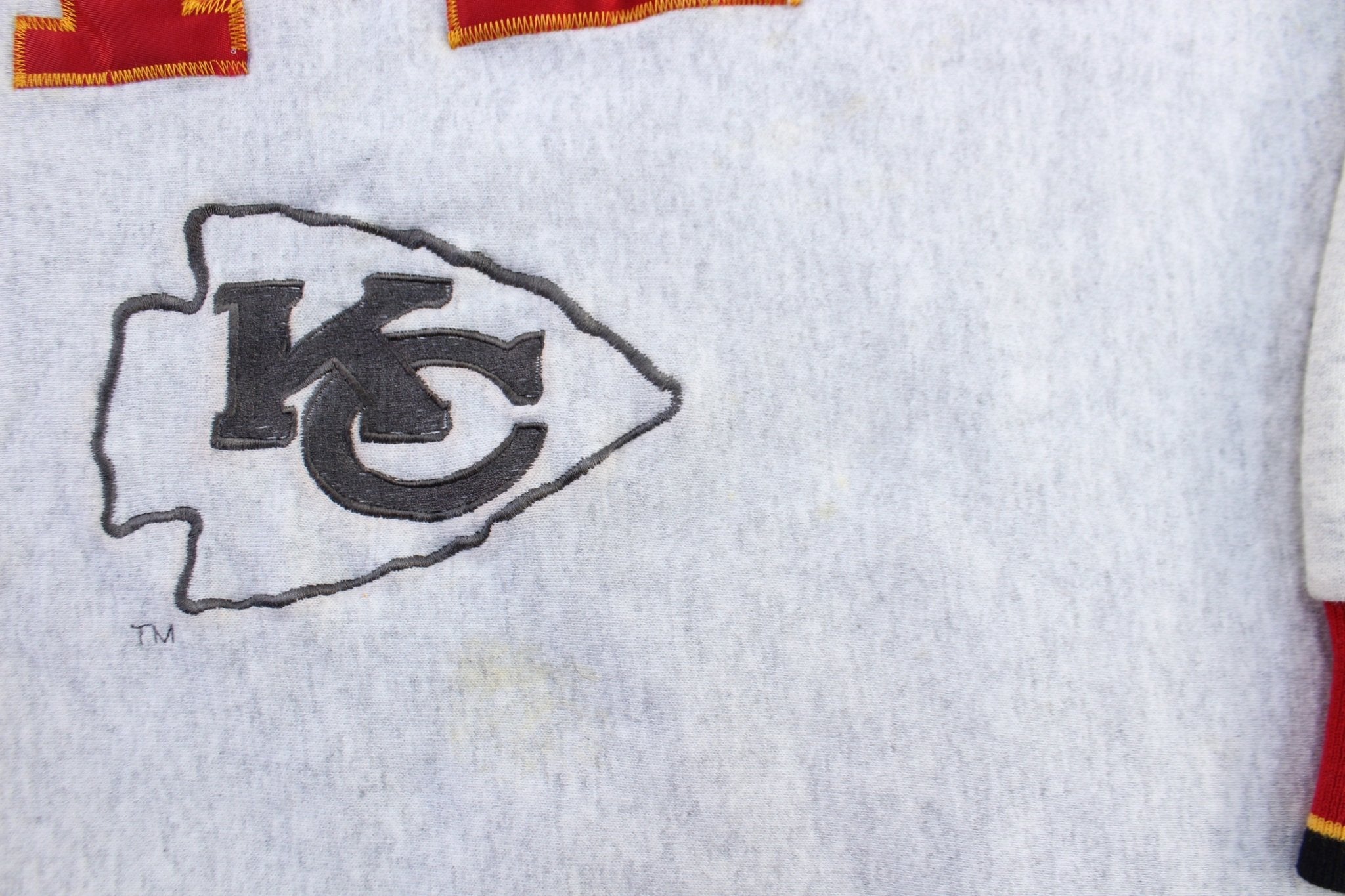 90's Kansas City Chiefs Embroidered Football Sweatshirt - ThriftedThreads.com
