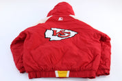 90's Kansas City Chiefs Embroidered Starter Hooded Jacket - ThriftedThreads.com
