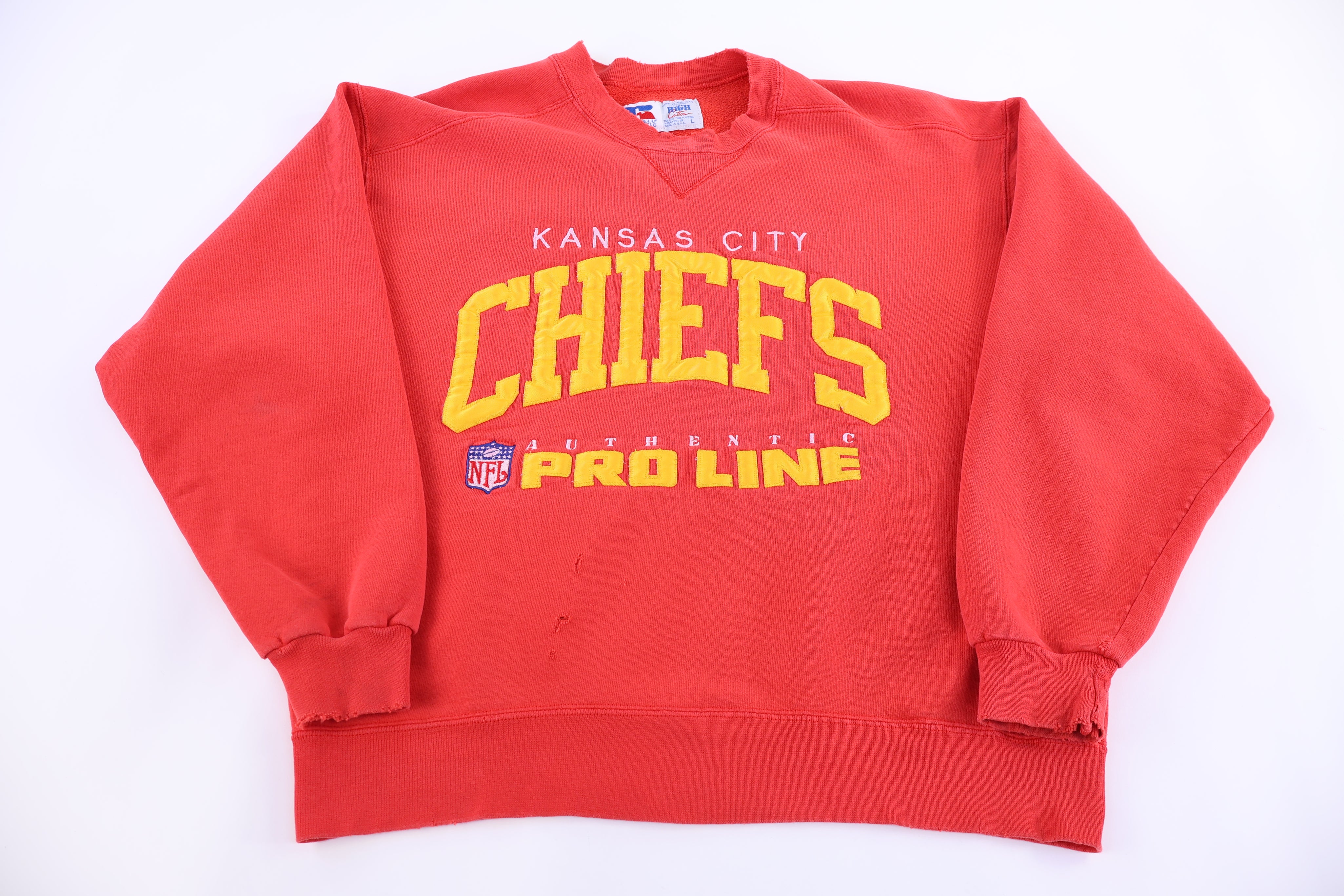 90's Kansas City Chiefs Football Embroidered Sweatshirt - Sweatshirt - Thrifted Threads