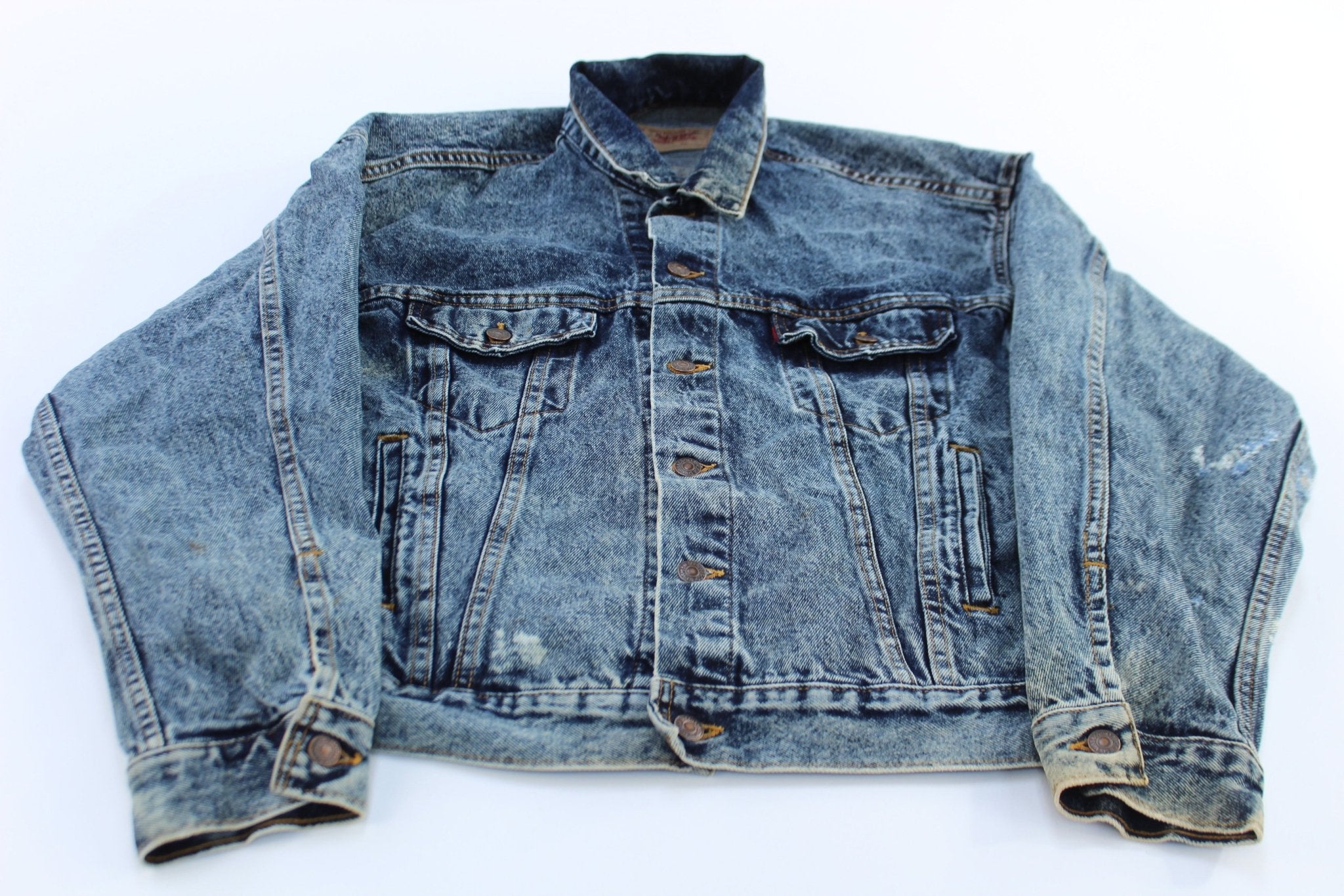 90's Levi's Acid Wash Denim Trucker jacket - ThriftedThreads.com