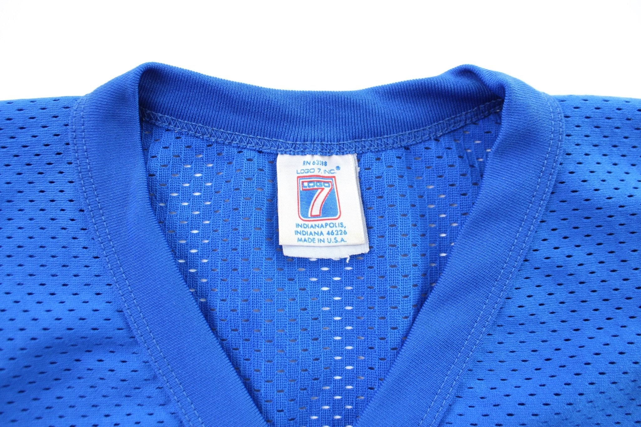 90's Logo 7 Black Blue & Red Eagles Football Jersey - ThriftedThreads.com