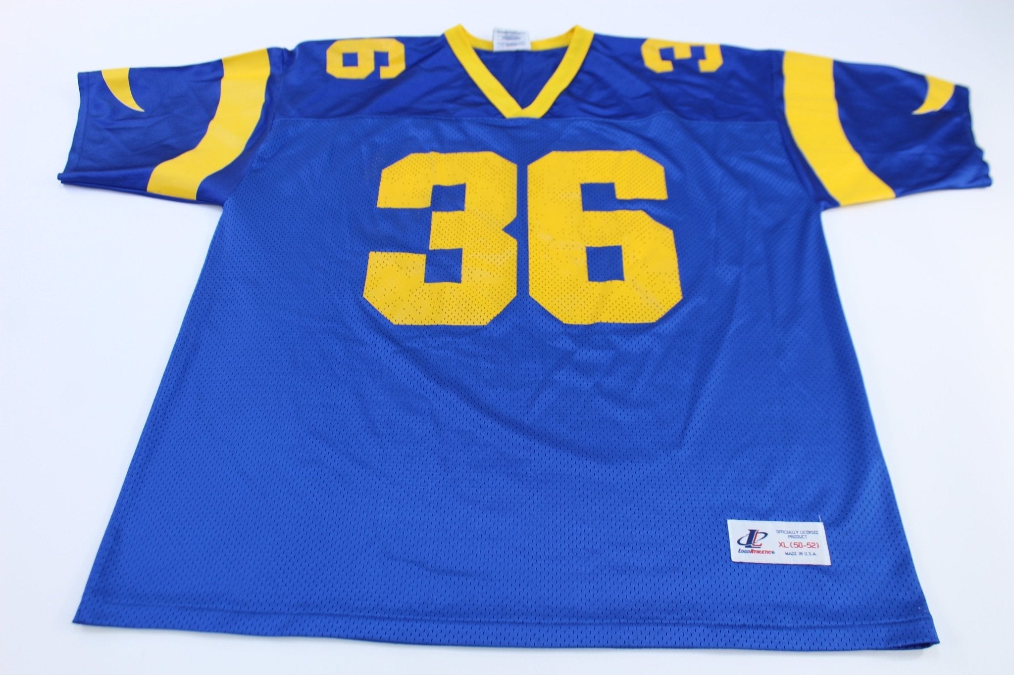 90's Logo Athletic 36 Yellow & Blue Football Jersey - Jerseys/Tanks - Thrifted Threads
