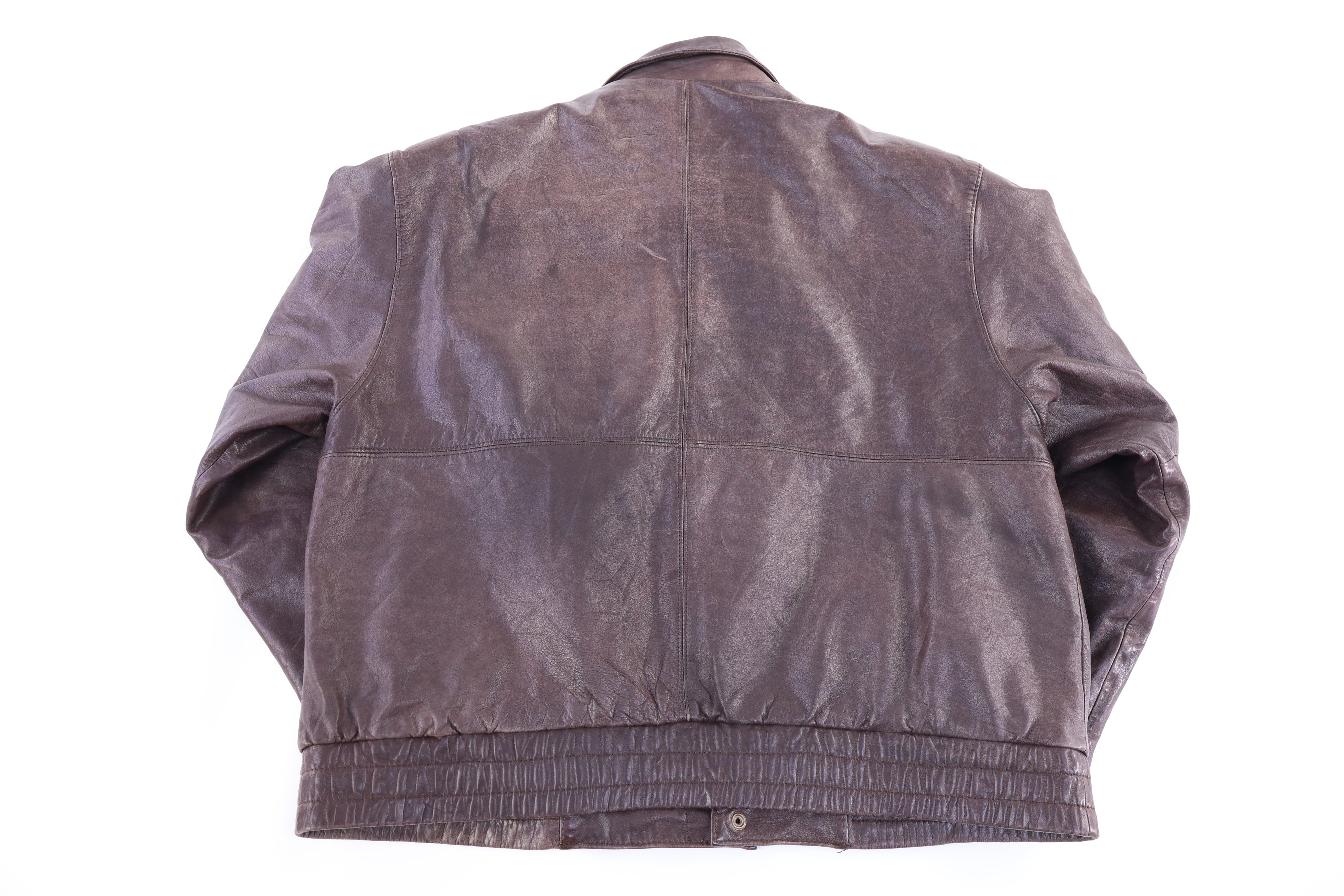90's London Fog Brown Leather Full Zip Jacket - Jacket - Thrifted Threads