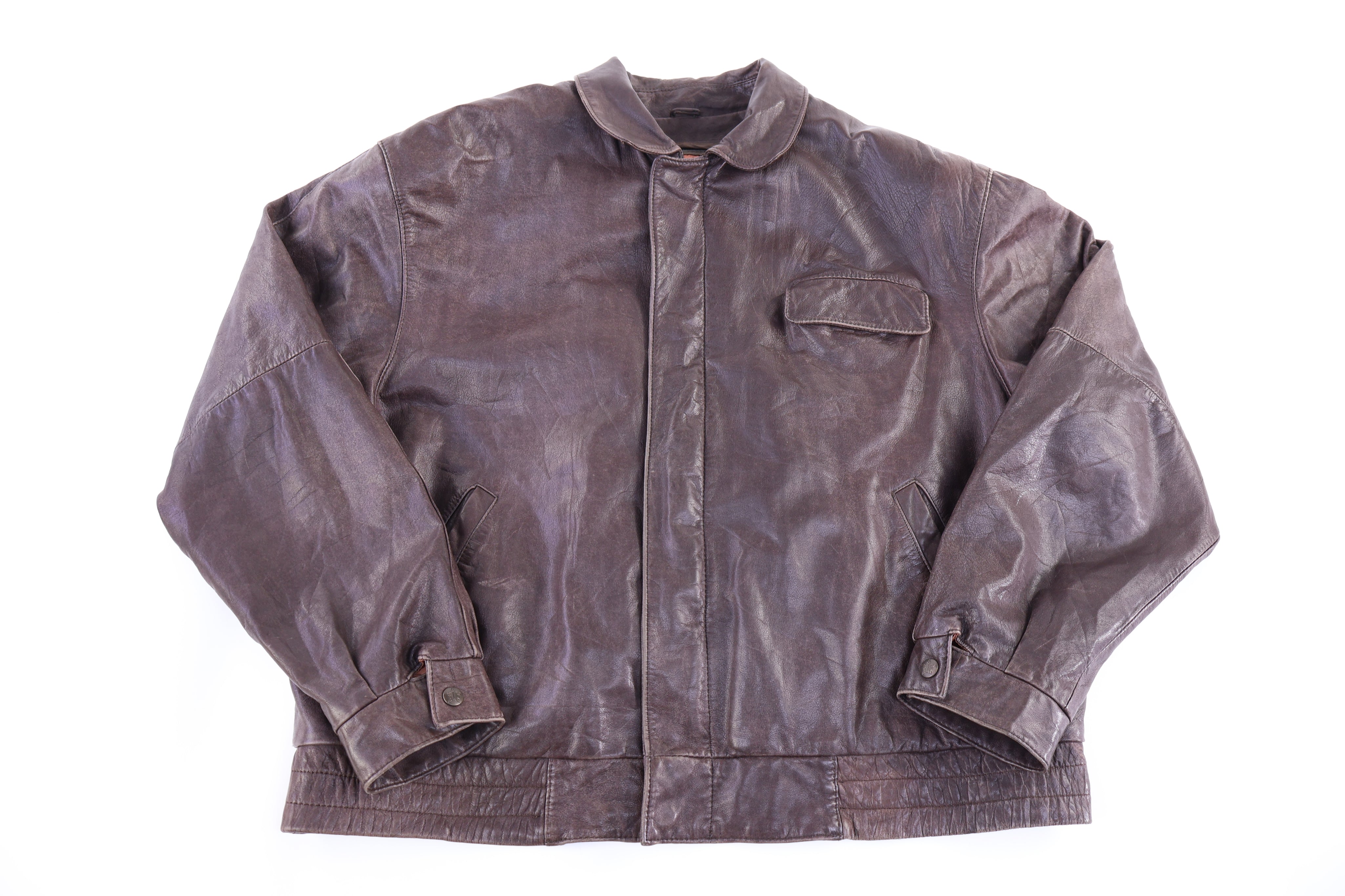 90's London Fog Brown Leather Full Zip Jacket - Jacket - Thrifted Threads