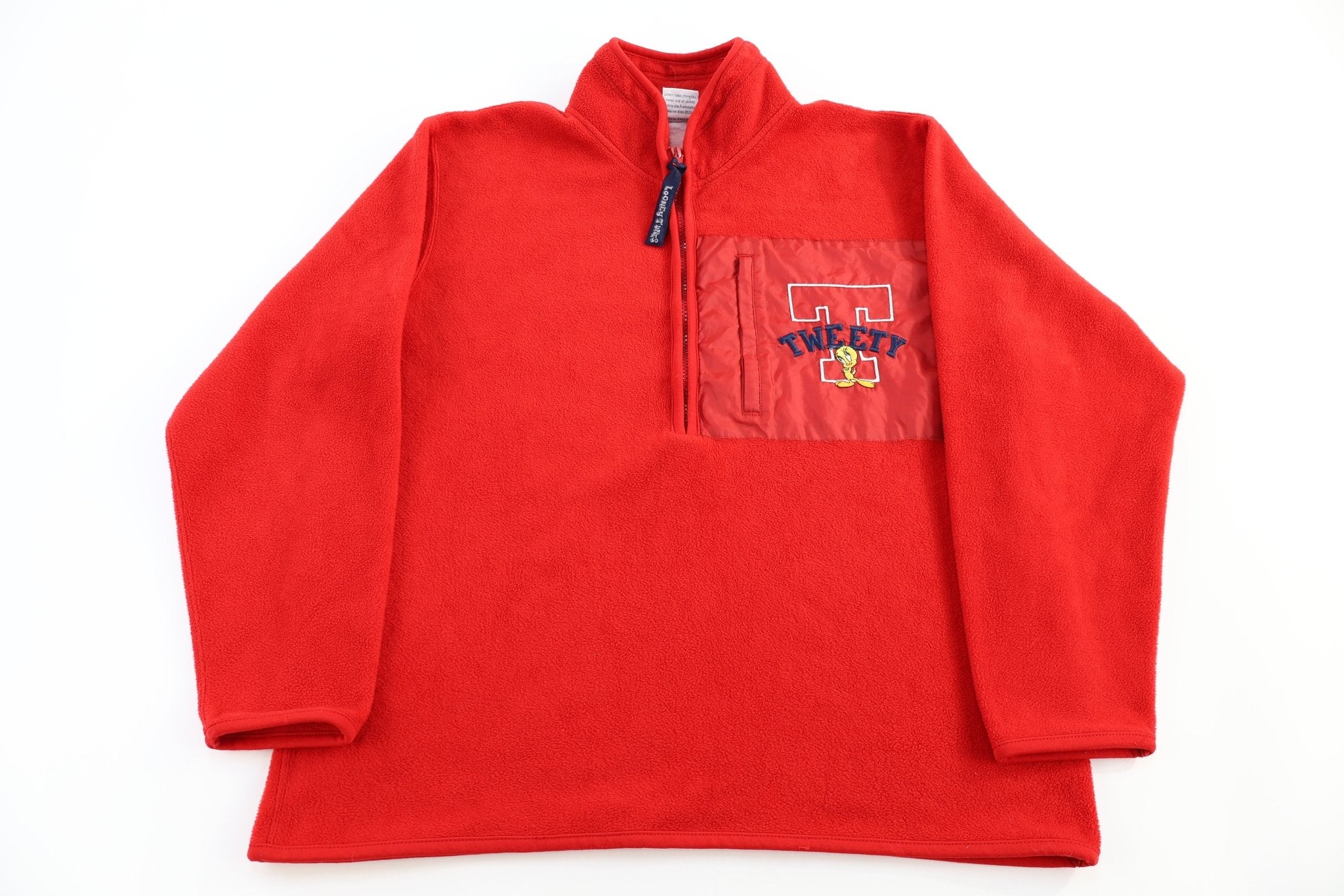 90's Looney Tunes Red Quarter Zip Sweater - Sweater - Thrifted Threads