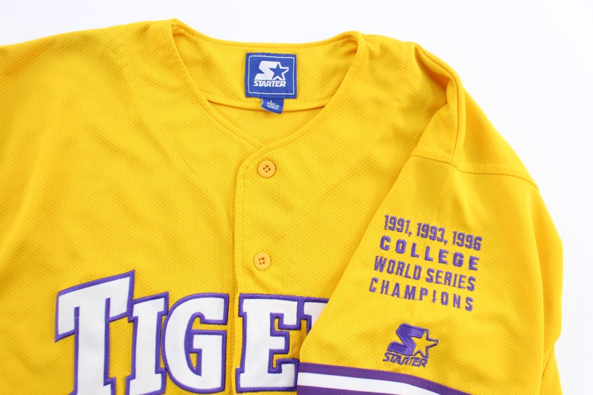 90's Louisiana State University Embroidered Starter Baseball Jersey - ThriftedThreads.com