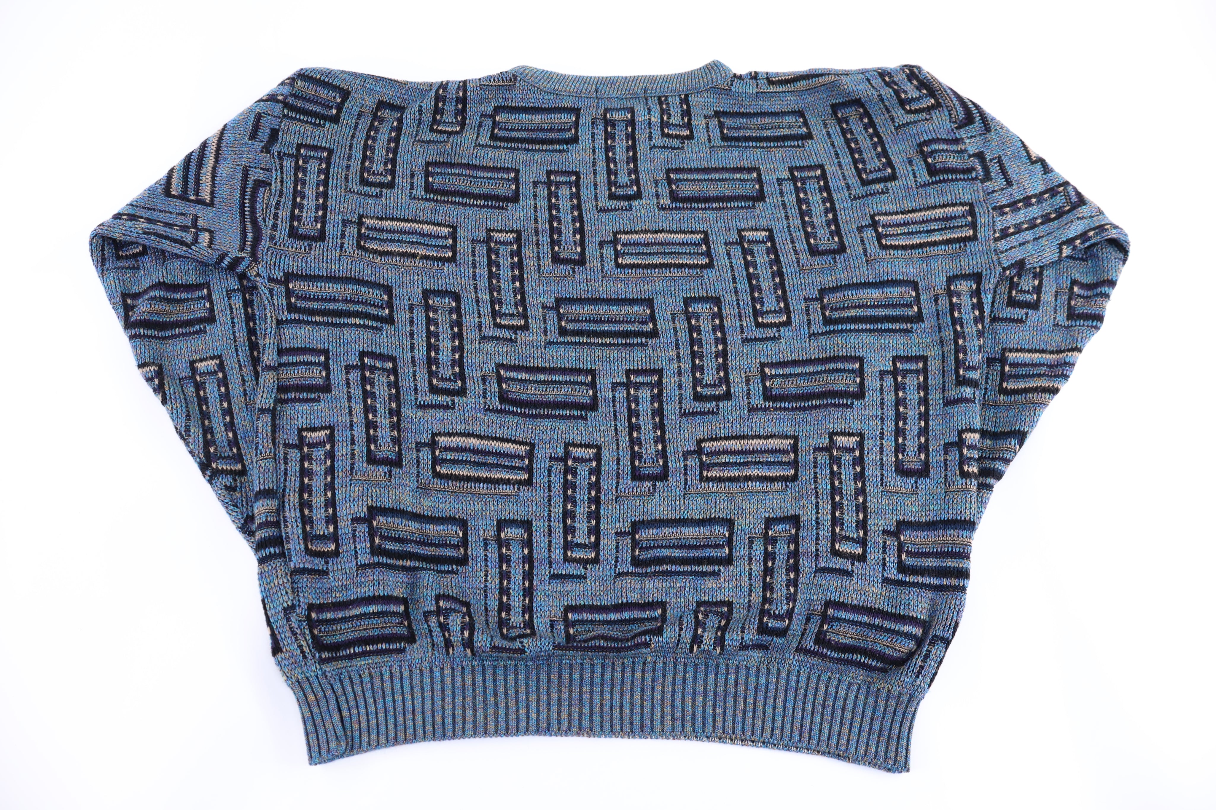 90's Megalos Multipattern Knit Sweater - Sweater - Thrifted Threads