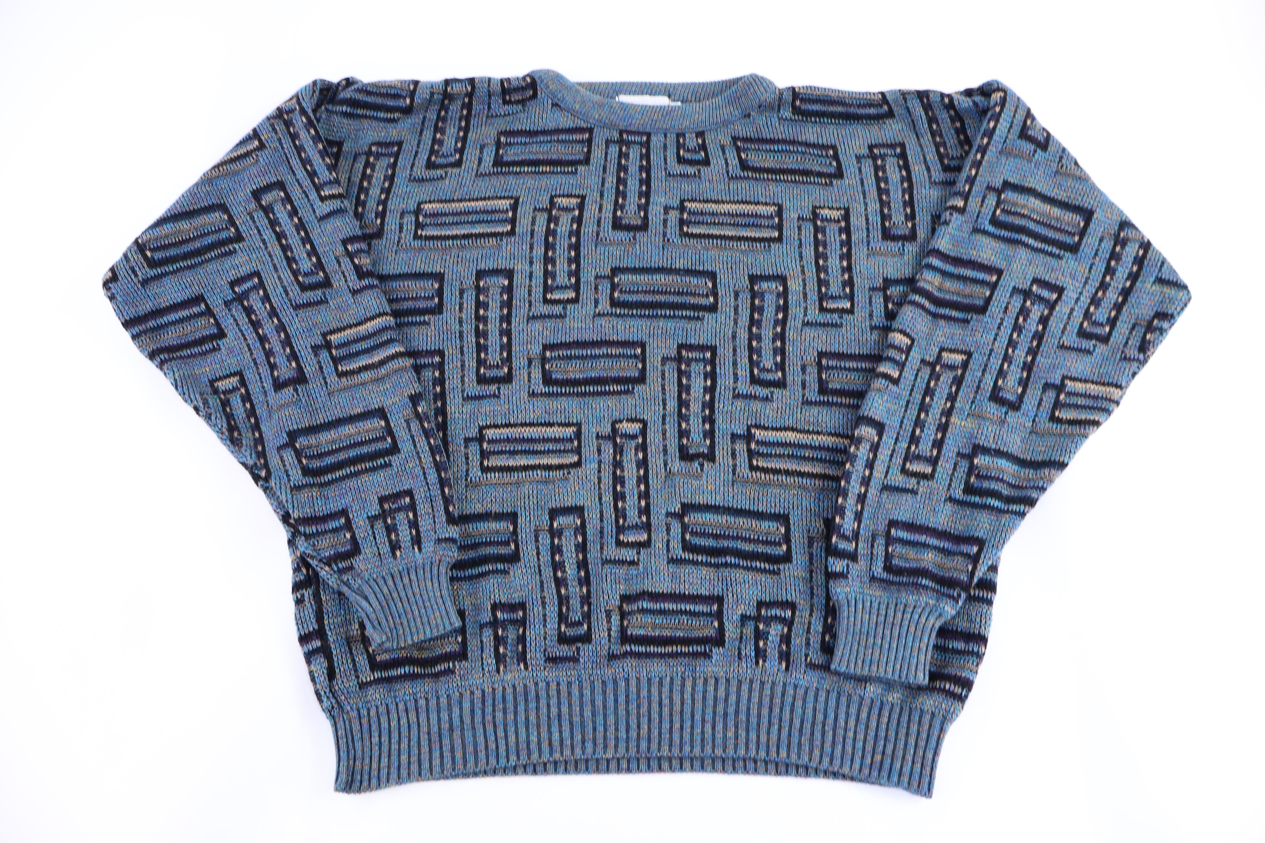 90's Megalos Multipattern Knit Sweater - Sweater - Thrifted Threads