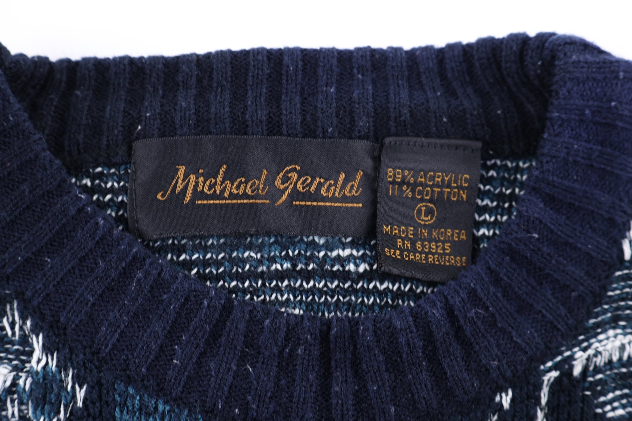 90's Michael Gerald Multipattern Knit Sweater - Sweater - Thrifted Threads