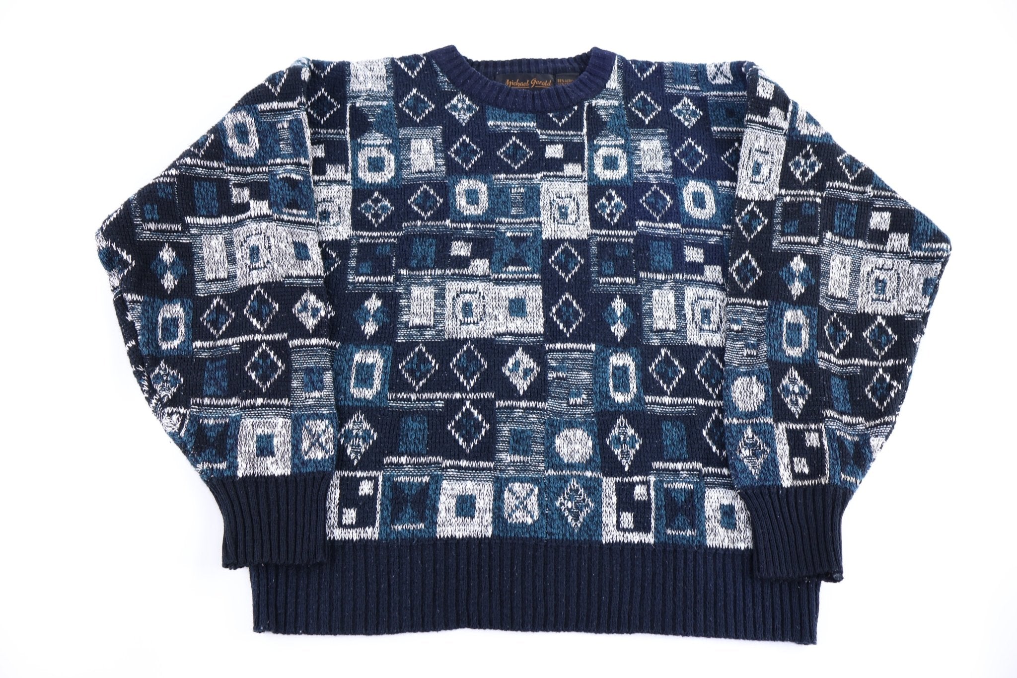 90's Michael Gerald Multipattern Knit Sweater - Sweater - Thrifted Threads