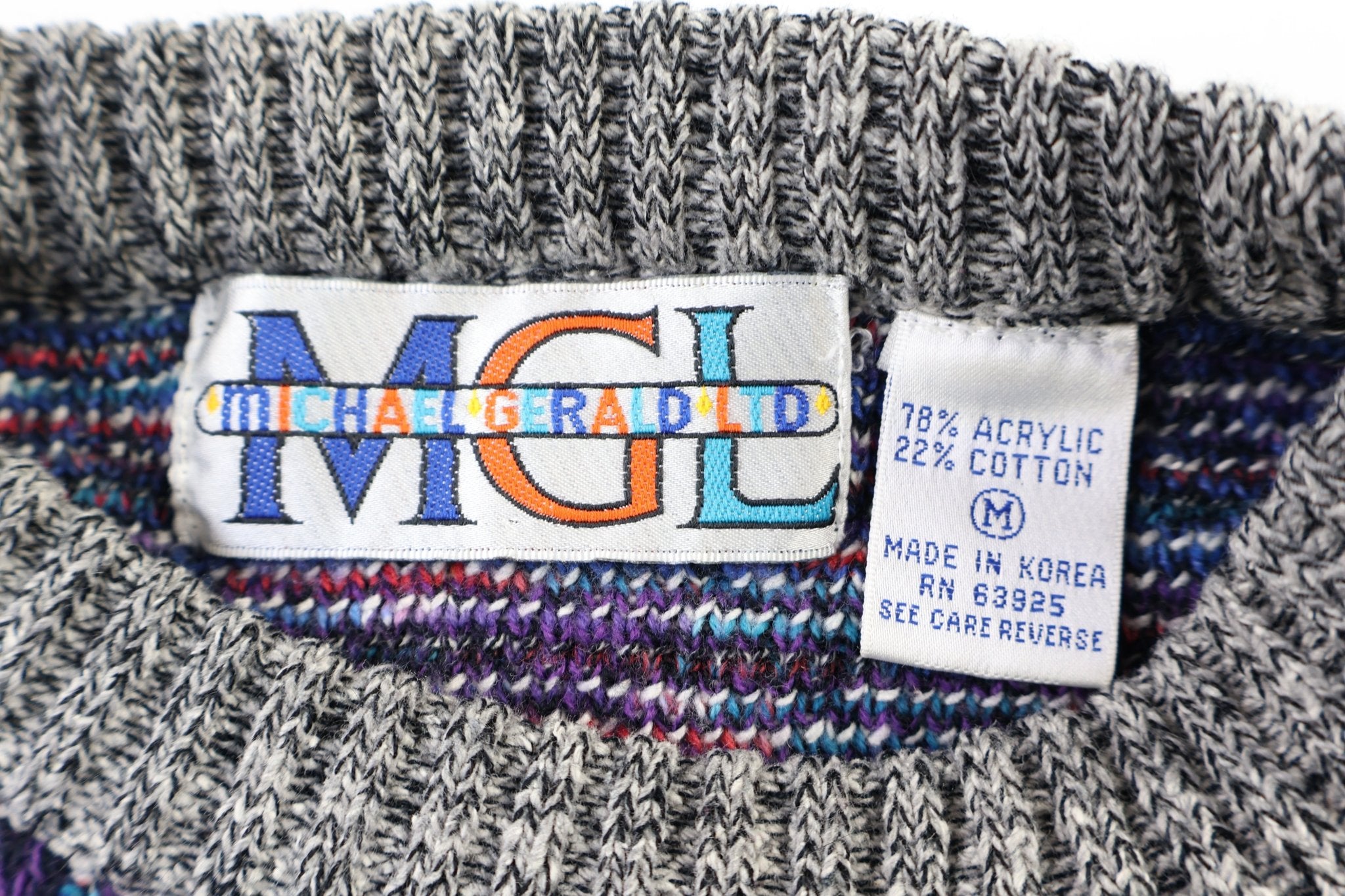 90's Michael Gerald Multipatterned Knit Sweater - Sweater - Thrifted Threads