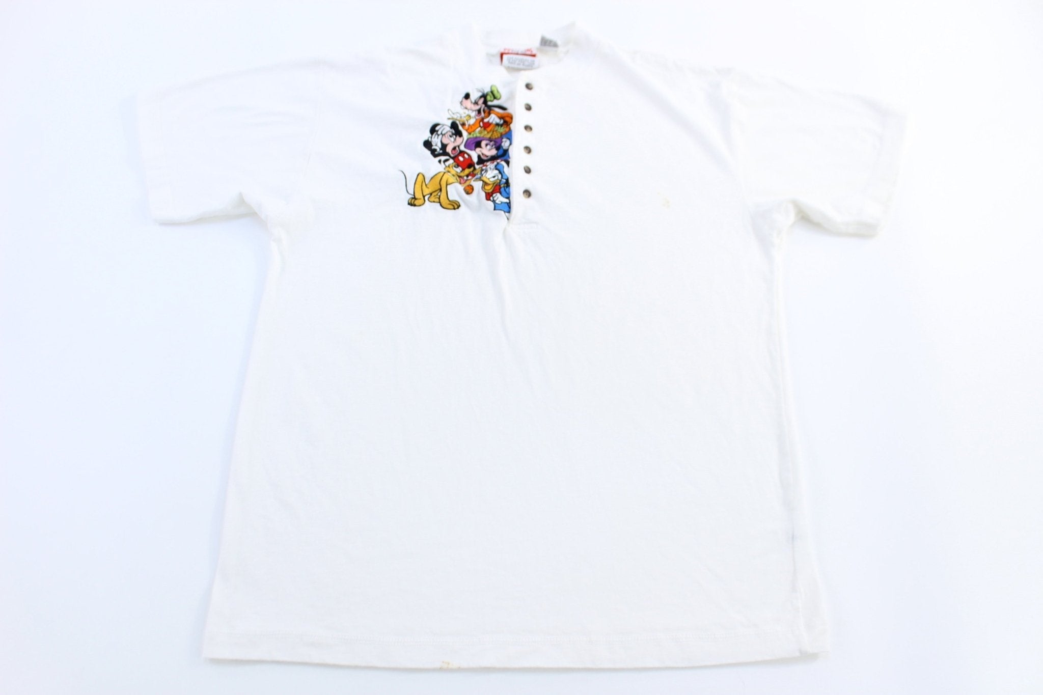 90's Mickey & Friends Embroidered Graphic T-shirt - Button Ups/Downs - Thrifted Threads