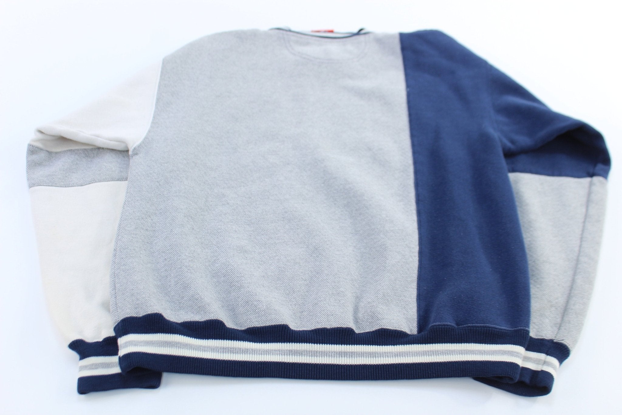 90's Mickey Inc Embroidered Disney University Colorblock Sweatshirt - ThriftedThreads.com