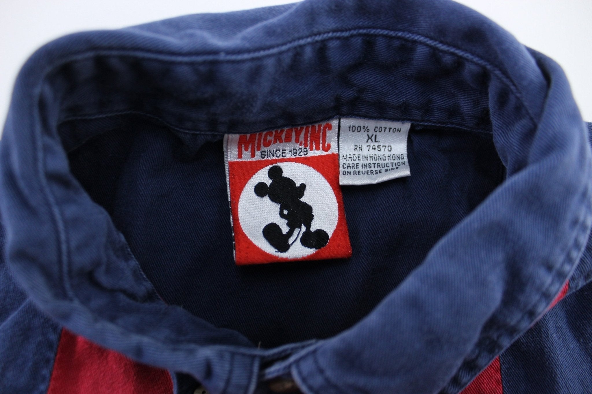 90's Mickey Inc. Embroidered Mickey Mouse Striped Button Down Shirt - Button Ups/Downs - Thrifted Threads