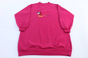 90's Mickey Mouse Embroidered Pink Sleep Sweatshirt - Sweatshirts - Thrifted Threads